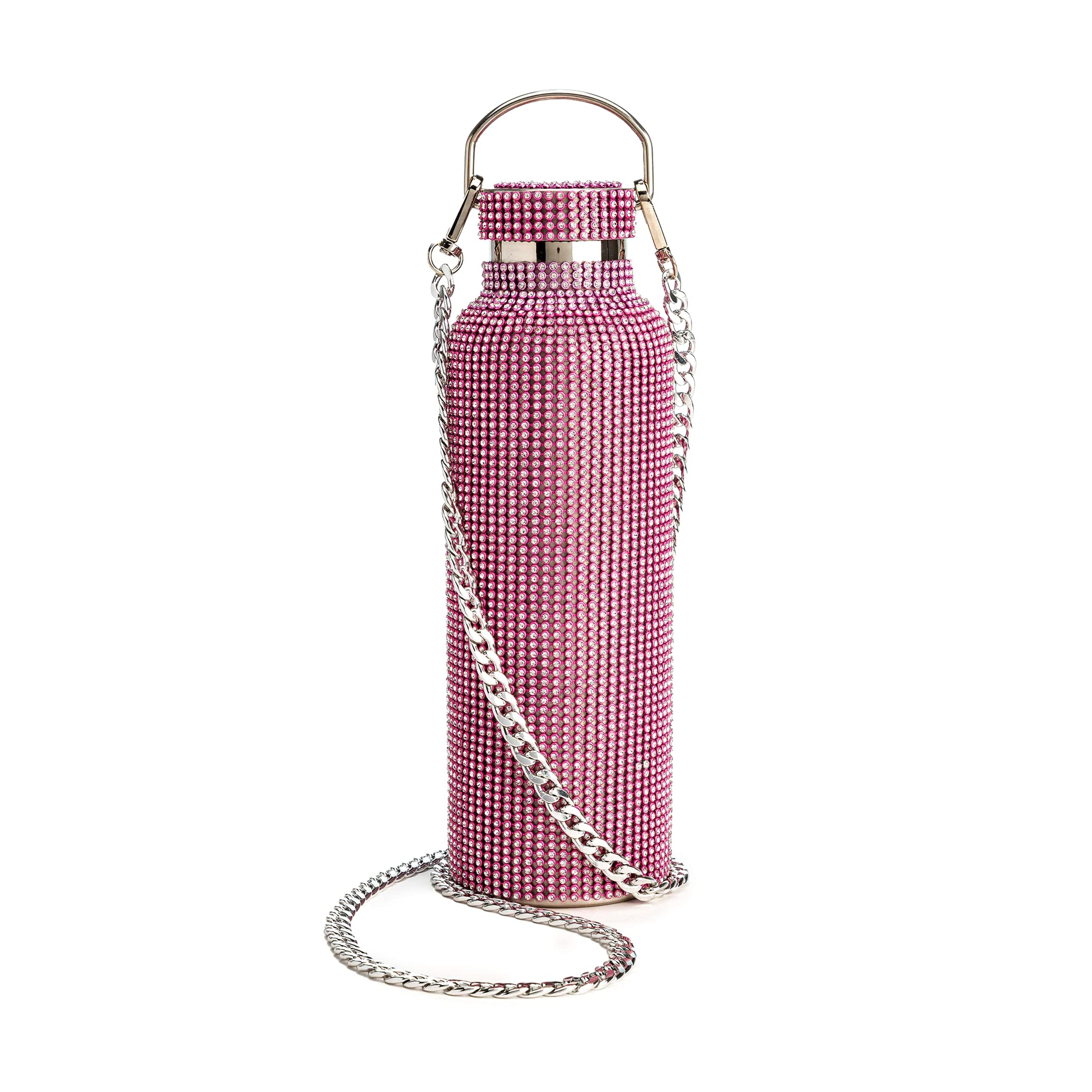 Amazon.com | Paris Hilton Diamond Bling Water Bottle With Lid And Removable Carrying Strap, Stainless Steel Vacuum Insulated, Bedazzled With Over 5000 Rhinestones, 25-Ounce, Pink: Tumblers & Water Glasses