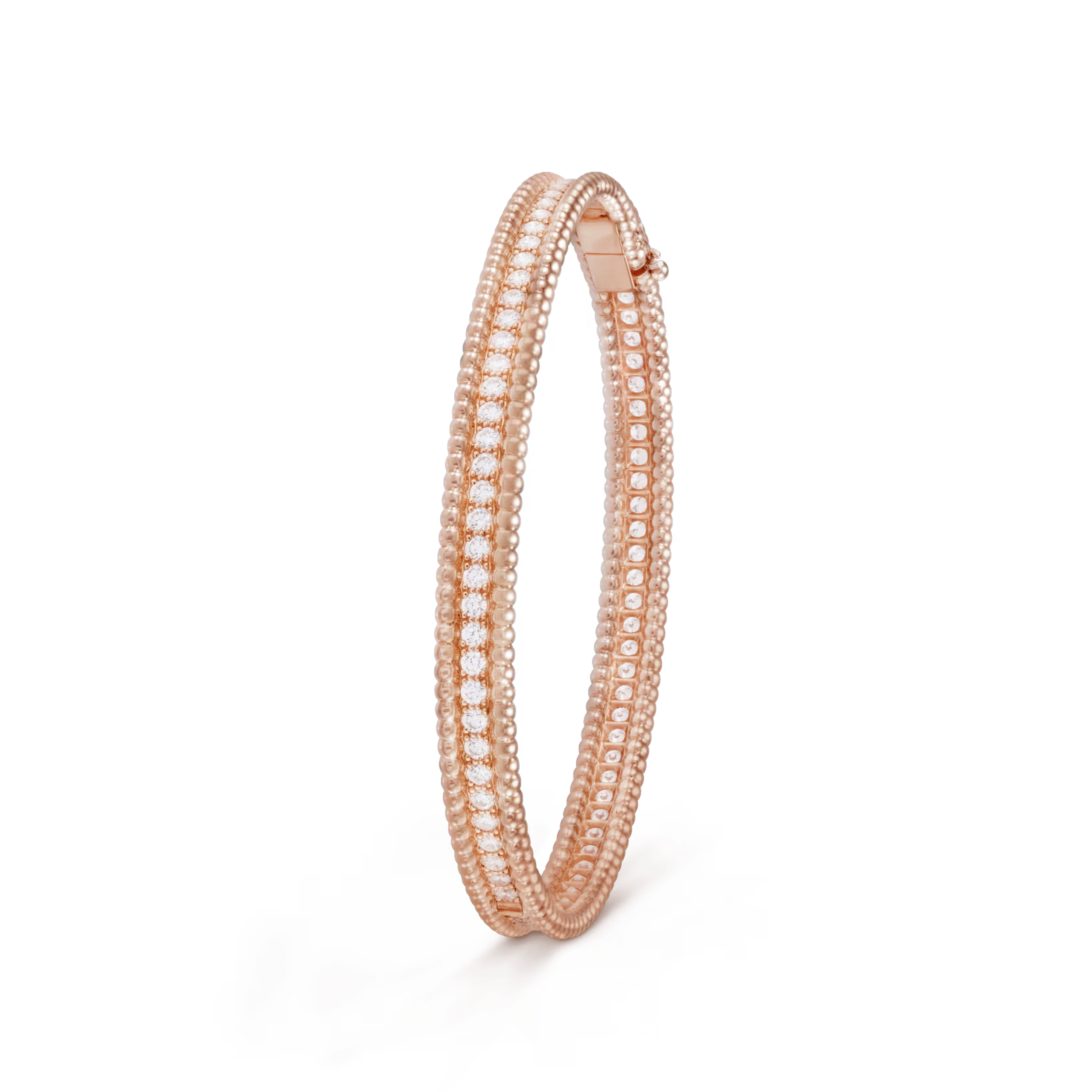 Perlée diamonds bracelet, 1 row, medium model 18K rose gold, Diamond - Van Cleef & Arpels