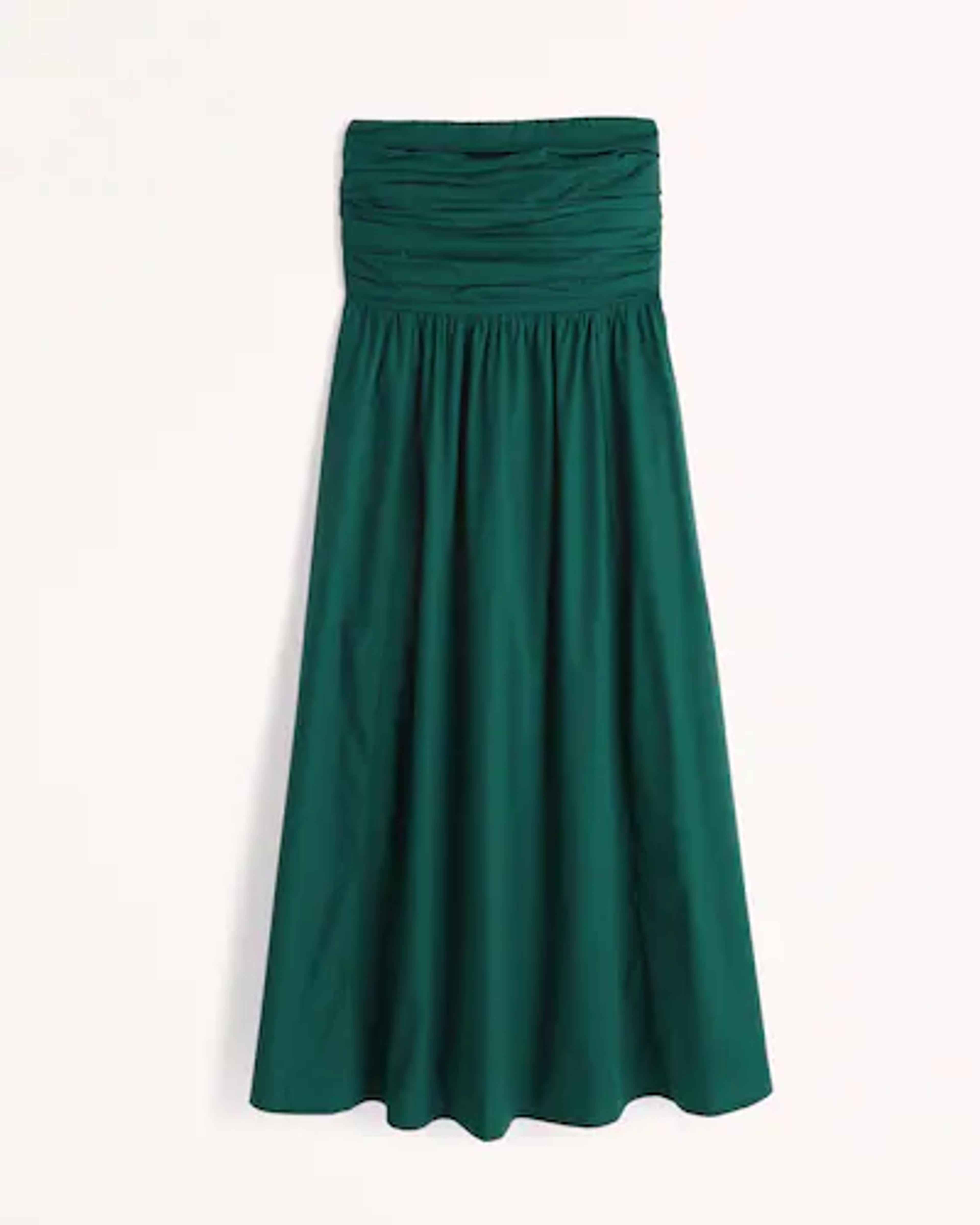 Women's Strapless Poplin Midi Dress | Women's Dresses & Jumpsuits | Abercrombie.com