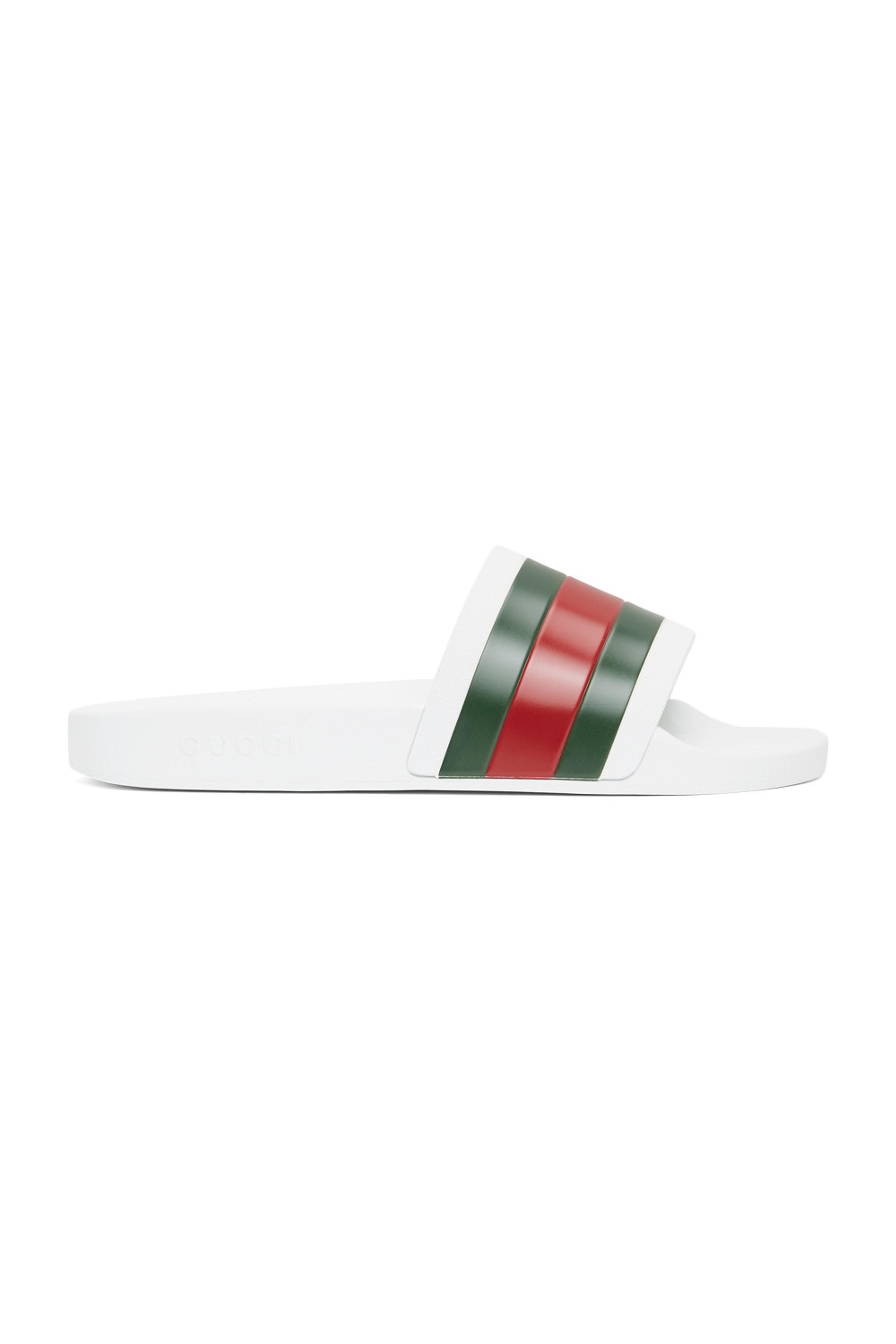 Gucci: White Pursuit Slides | SSENSE