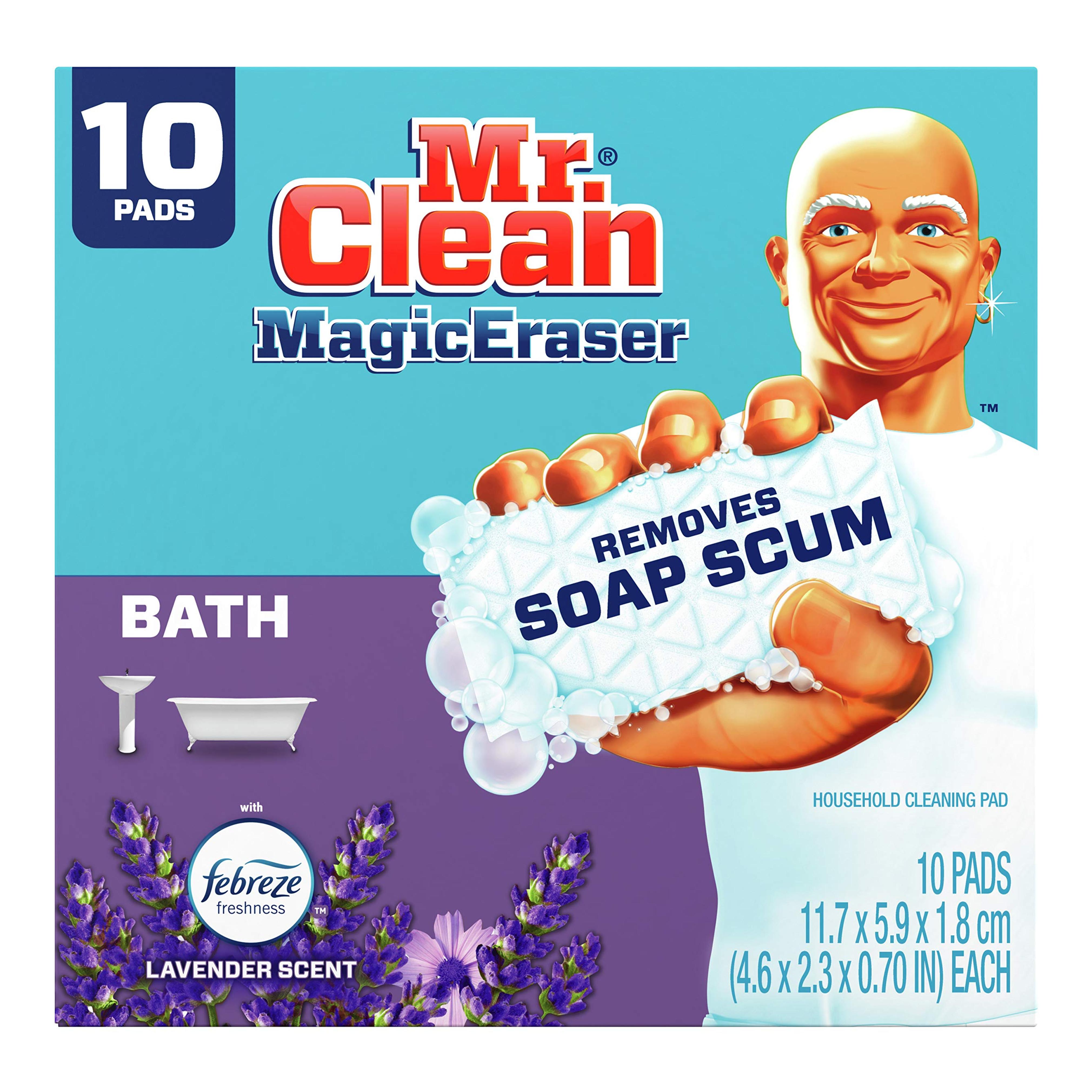 Amazon.com: Mr. Clean Magic Eraser, Bathroom, Shower, and Shoe Cleaner with Febreze Lavender Scent, Cleaning Pads with Durafoam, 10 Count : Health & Household