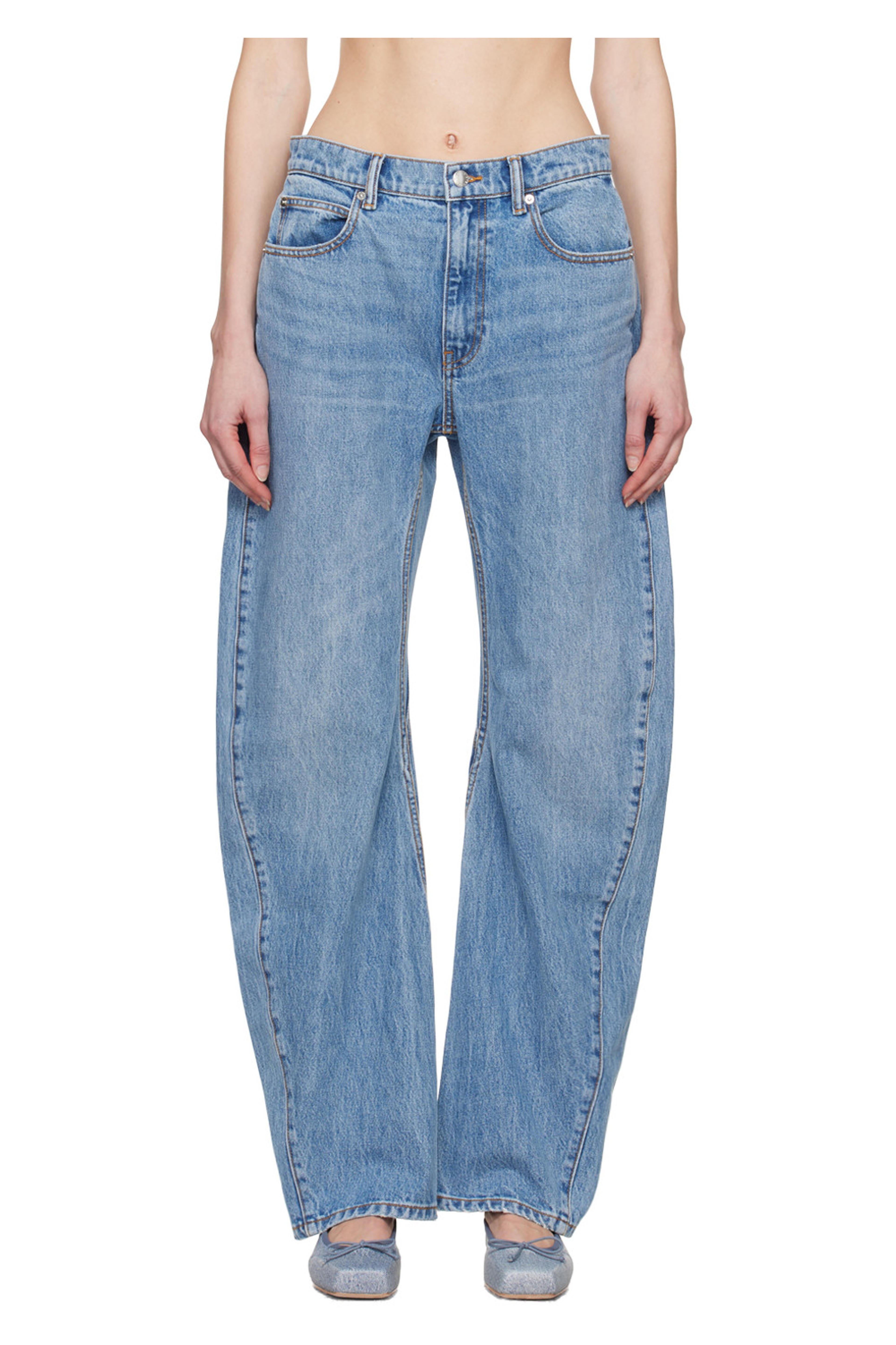 Alexander Wang: Blue Curved Jeans | SSENSE