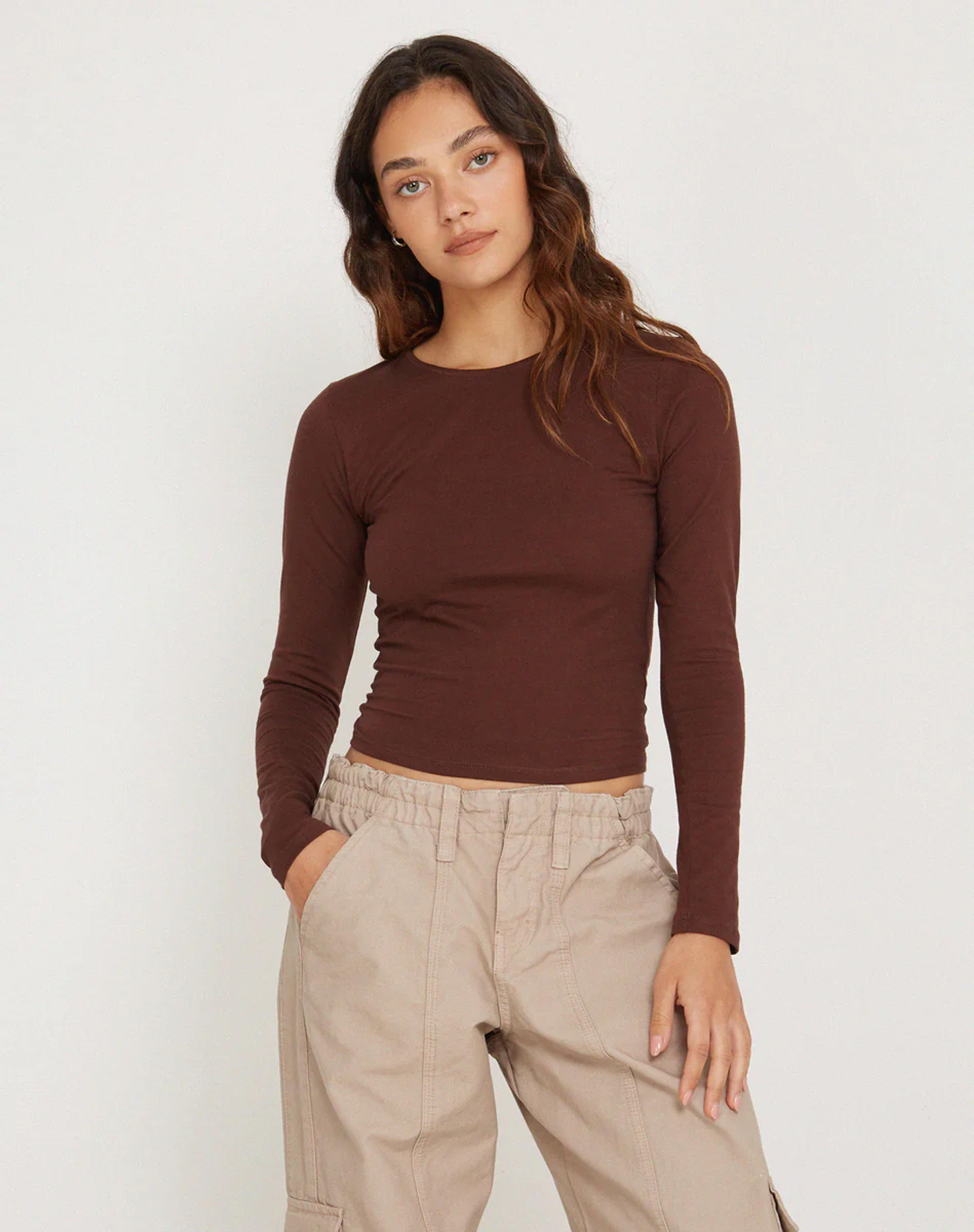 Seal Brown Long Sleeve Top | Bonja – motelrocks.com