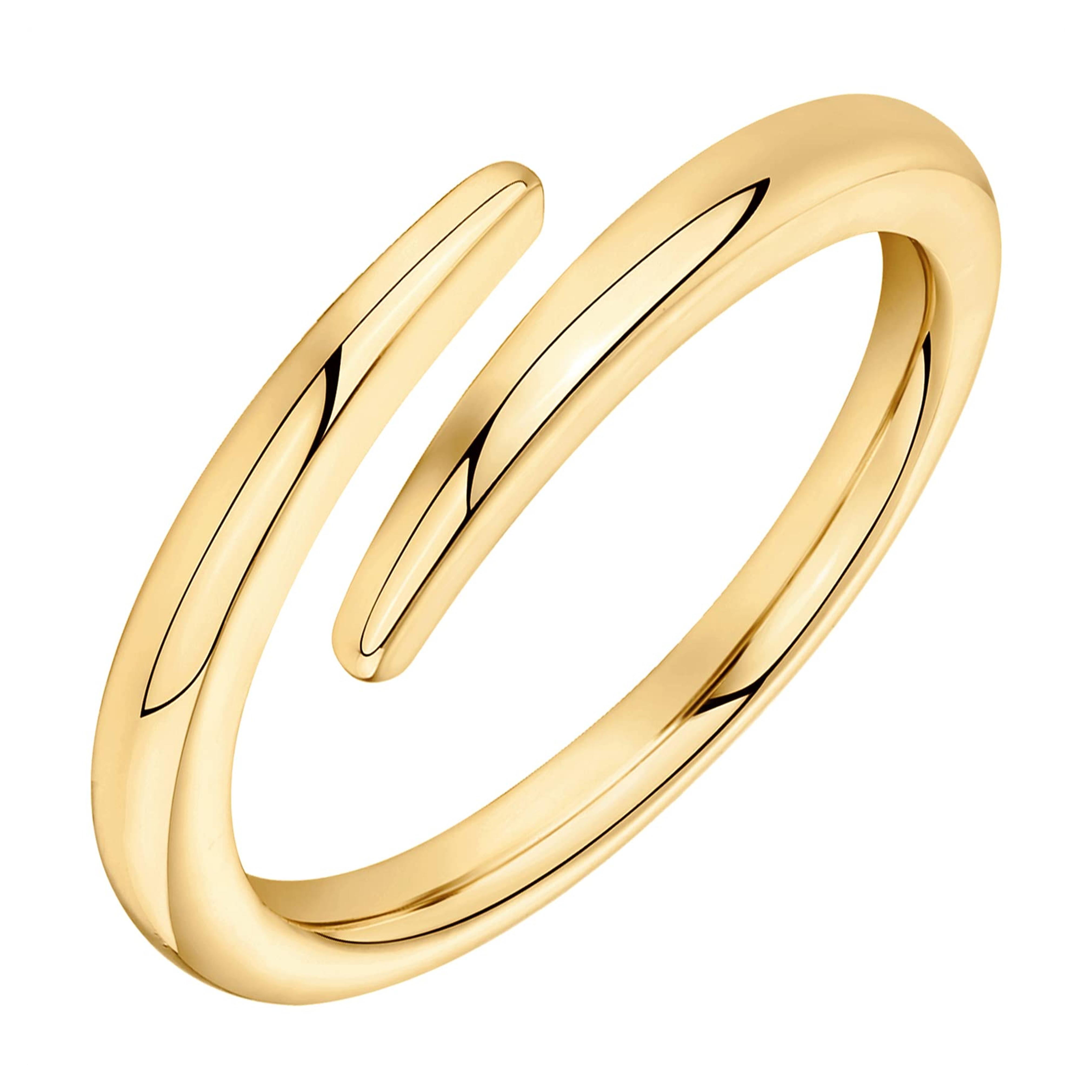 PAVOI 14K Gold Plated Open Twist Eternity Band Yellow Gold for Women Size 6