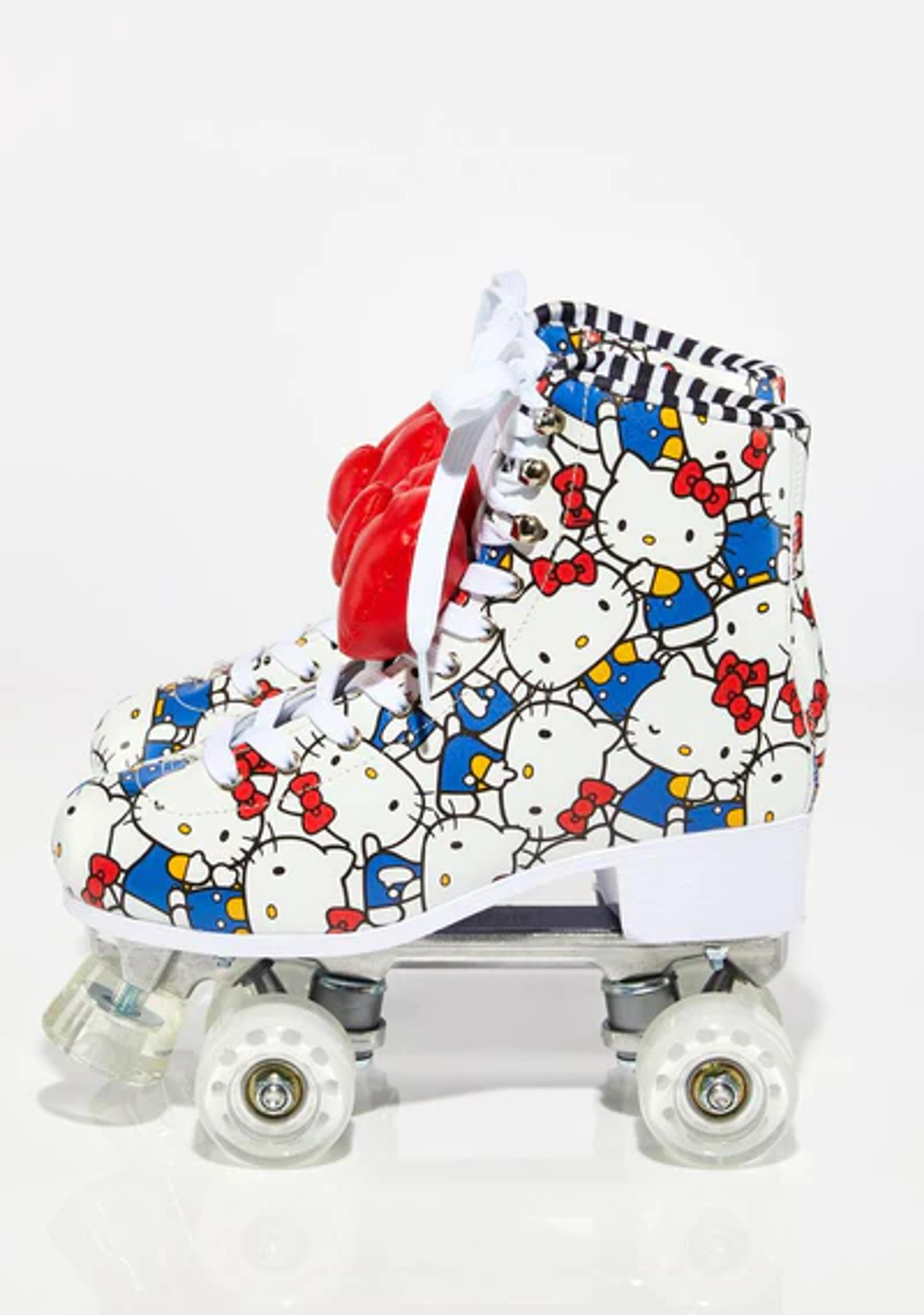 Dolls Kill x Hello Kitty Bow Detail AOP Roller Skates - White