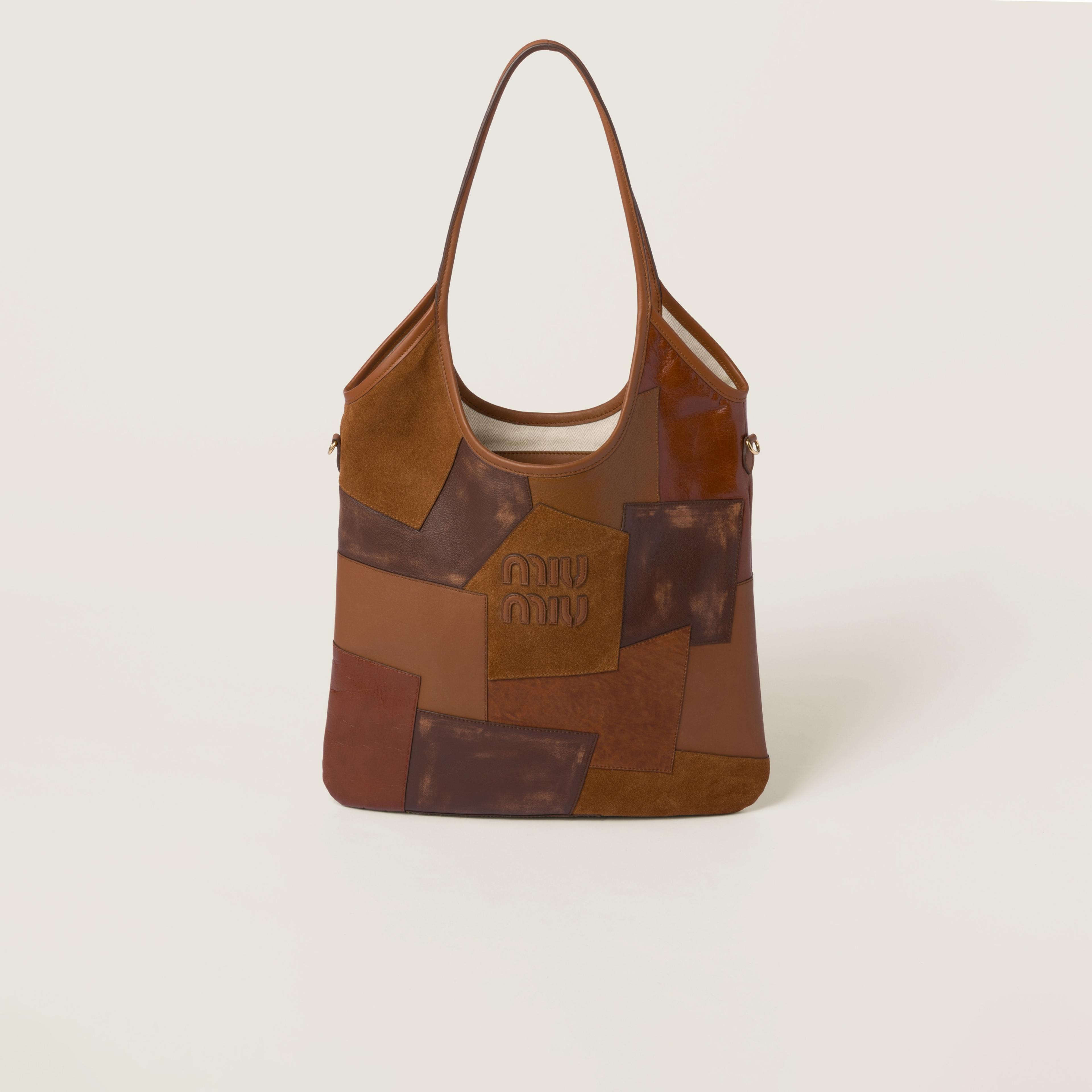 Cognac Ivy Leather Patchwork Bag | Miu Miu