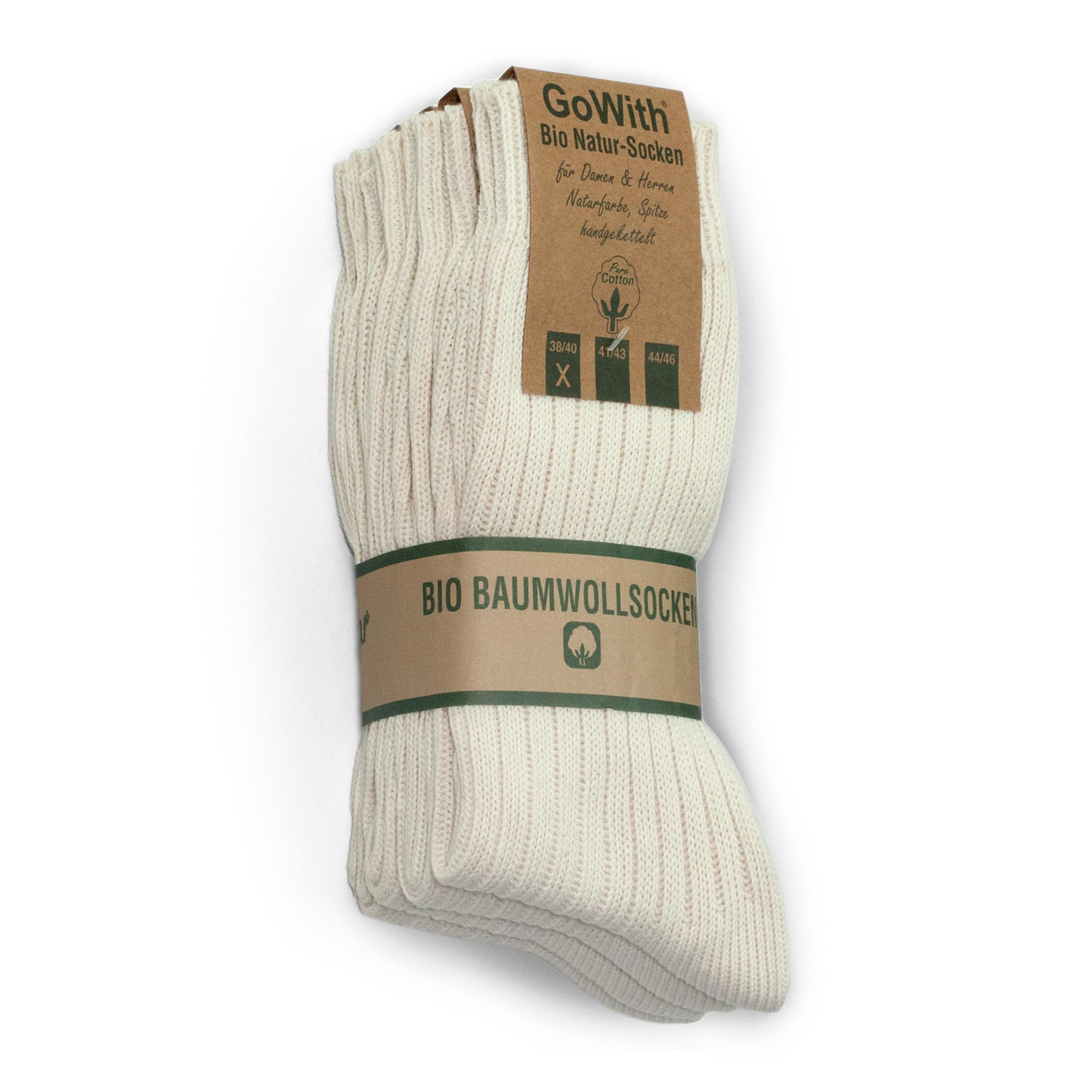 GoWith 4-5 Pairs Unisex Natural 97% Cotton Crew Socks, Comfy Cozy Breathable Seamless Casual Socks for Men & Women