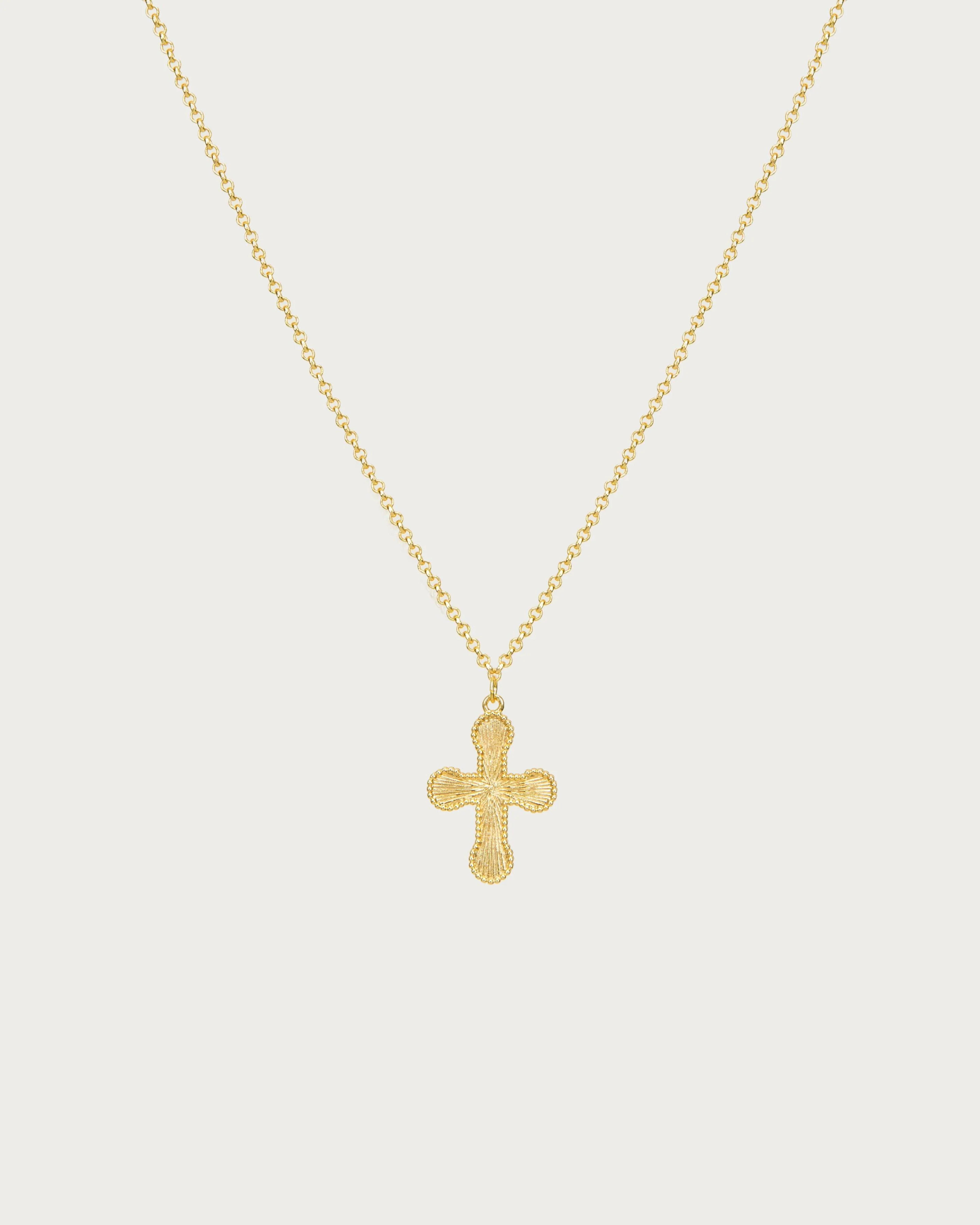 Mini Cross Pendant Necklace - Gold