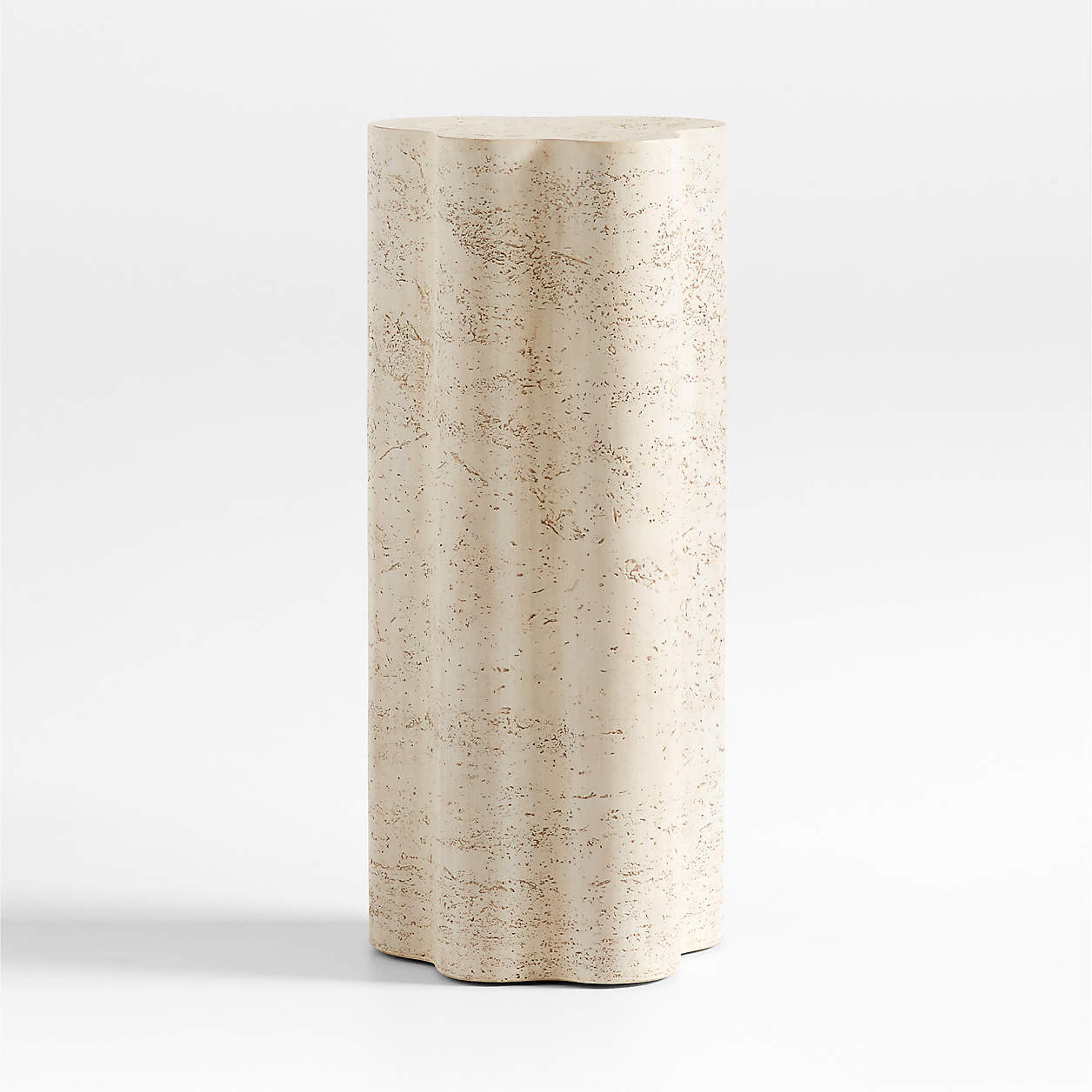 Fleur Tall Faux Travertine Resin Drink Table + Reviews | Crate & Barrel