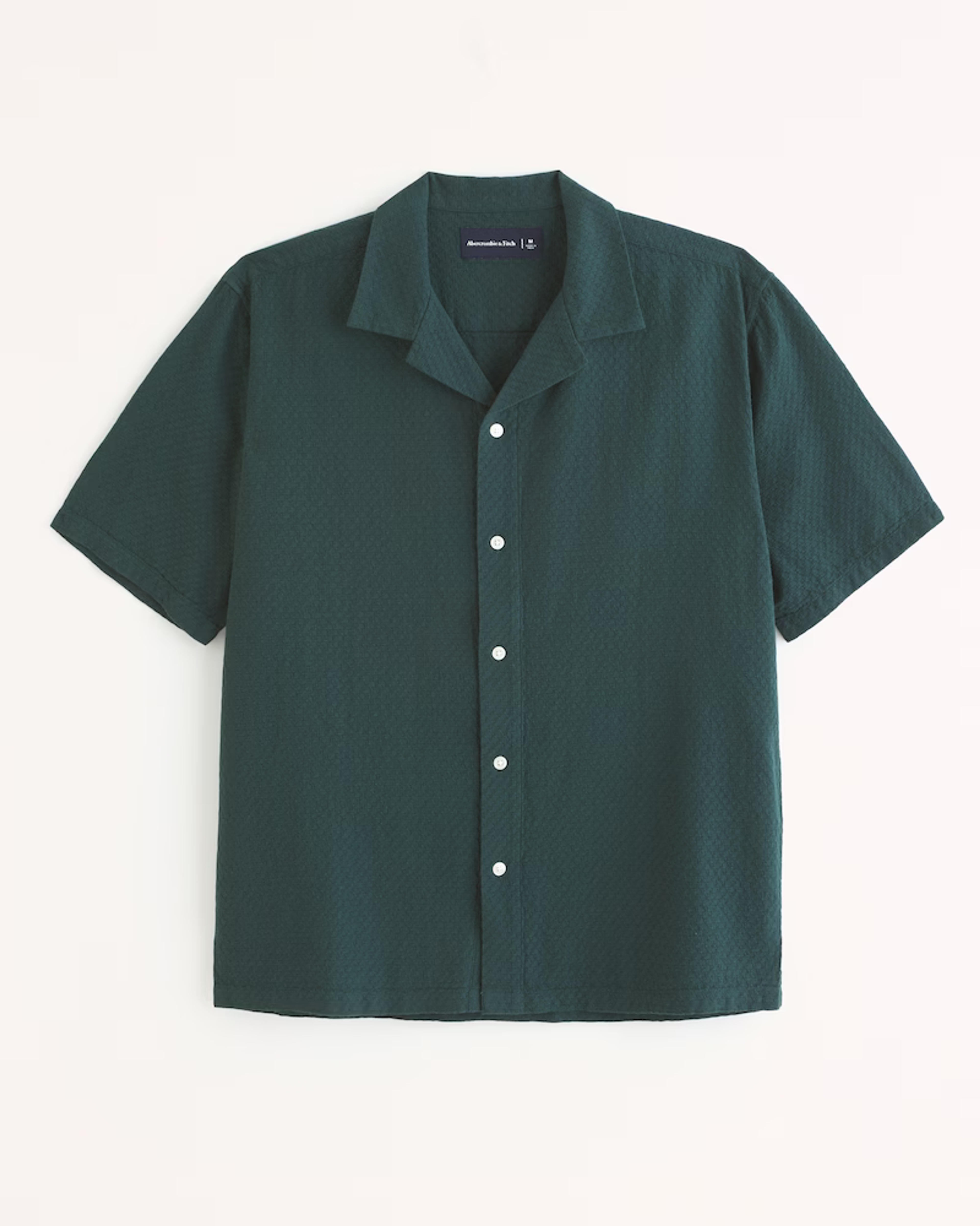 Men's Camp Collar Textured Button-Up Shirt | Men's Tops | Abercrombie.com