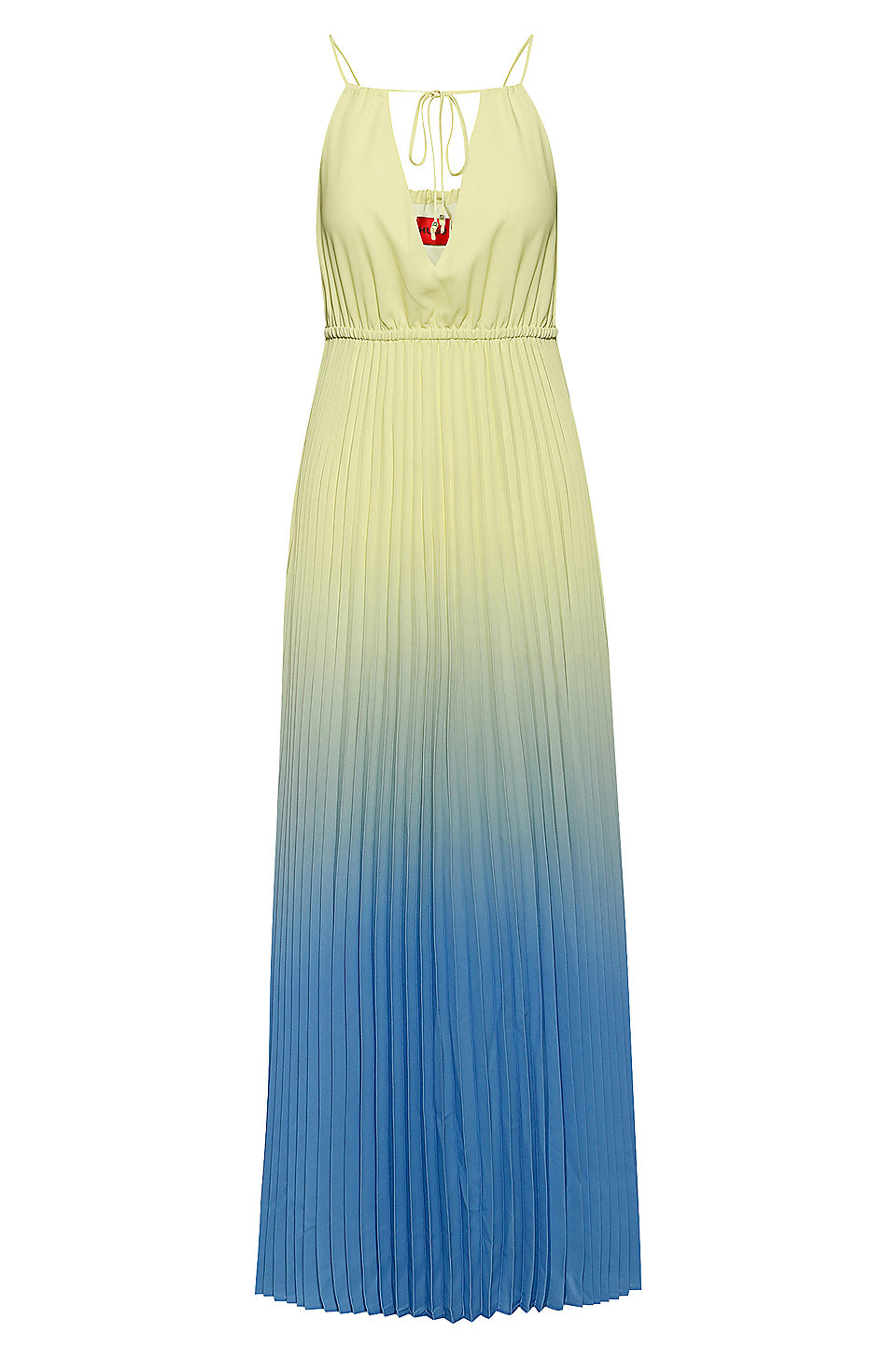 HUGO - Degradé dress with tie V neckline and plissé pleats