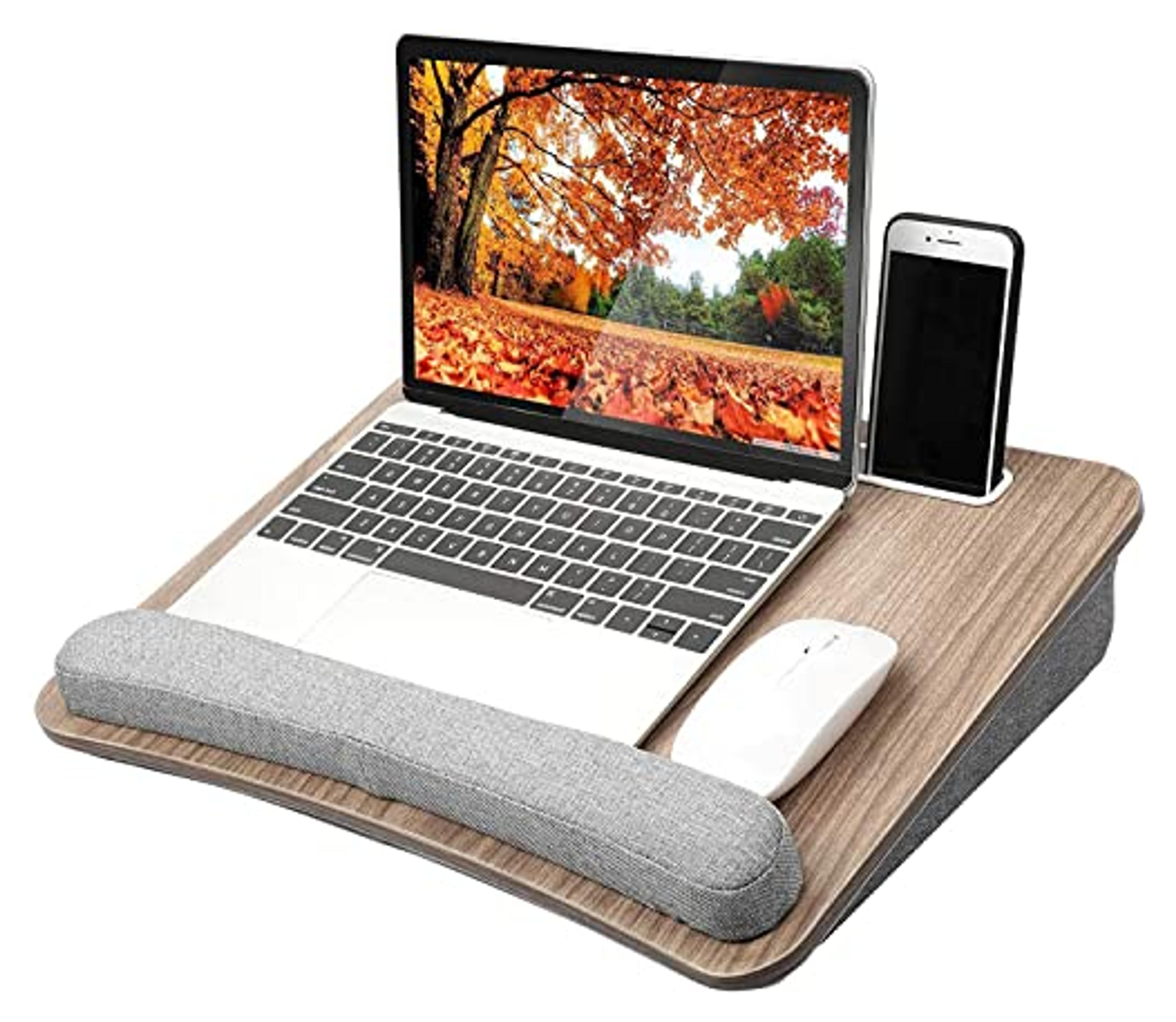 HUANUO Lap Laptop Desk - Portable Lap Desk with Pillow Cushion, Fits up to 15.6 inch Laptop, with Anti-Slip Strip & Storage Function for Home Office Students Use as Computer Laptop Stand, Book Tablet