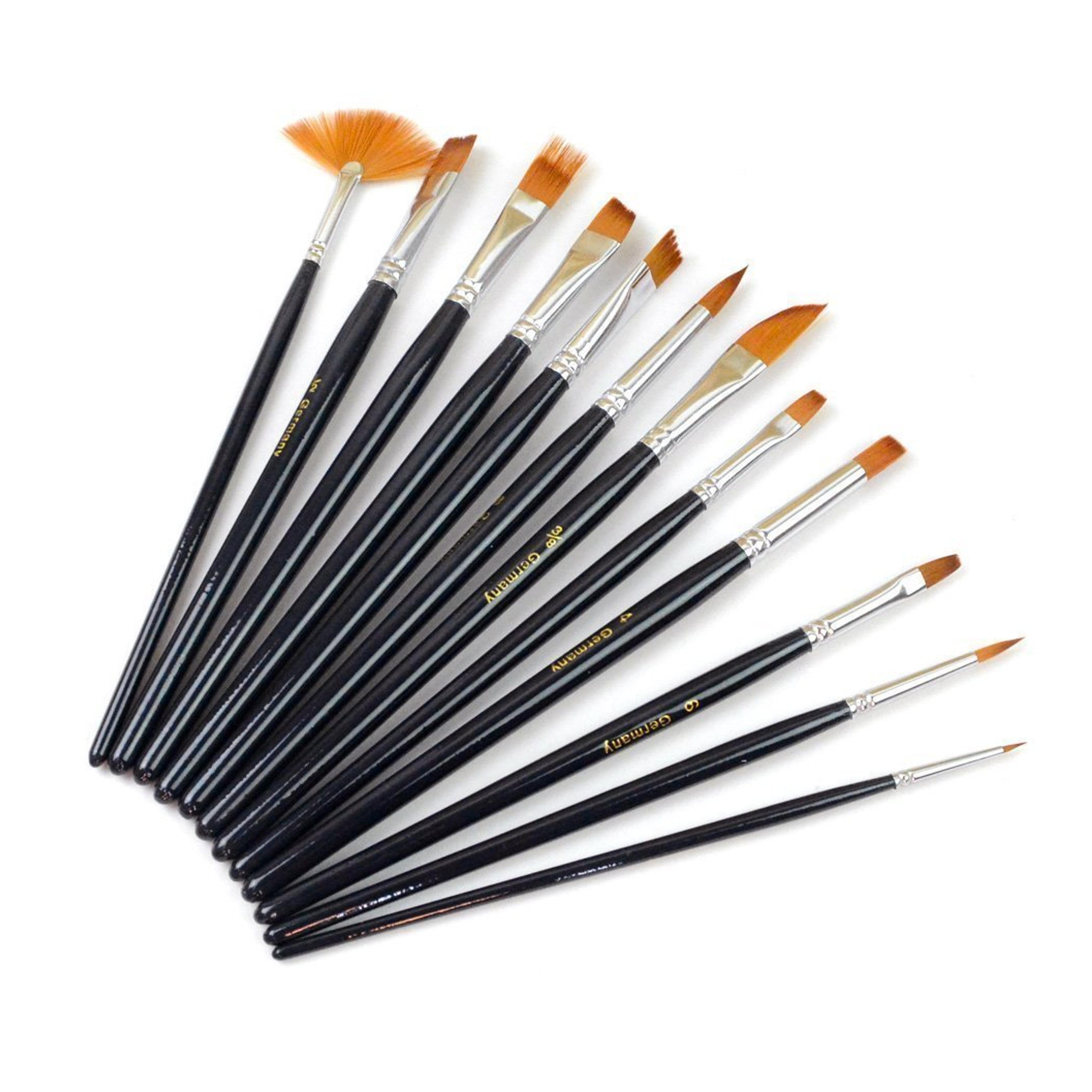 Outop 12pcs Nylon Hair Paint Brush Set Artist Watercolor Acrylic Oil Painting Supplies