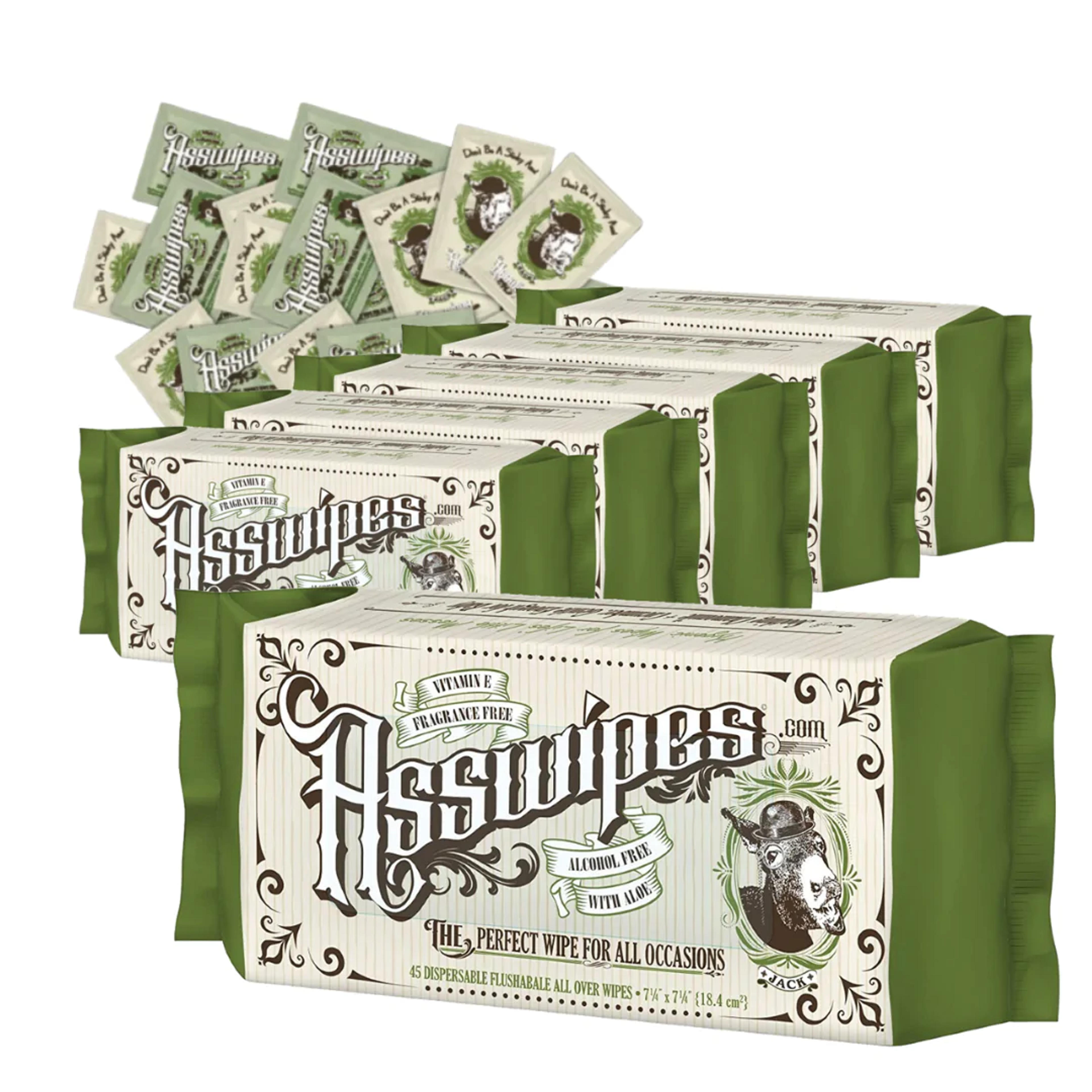 Asswipes 45ct (6 Packs + 10 Asswipes Singles)