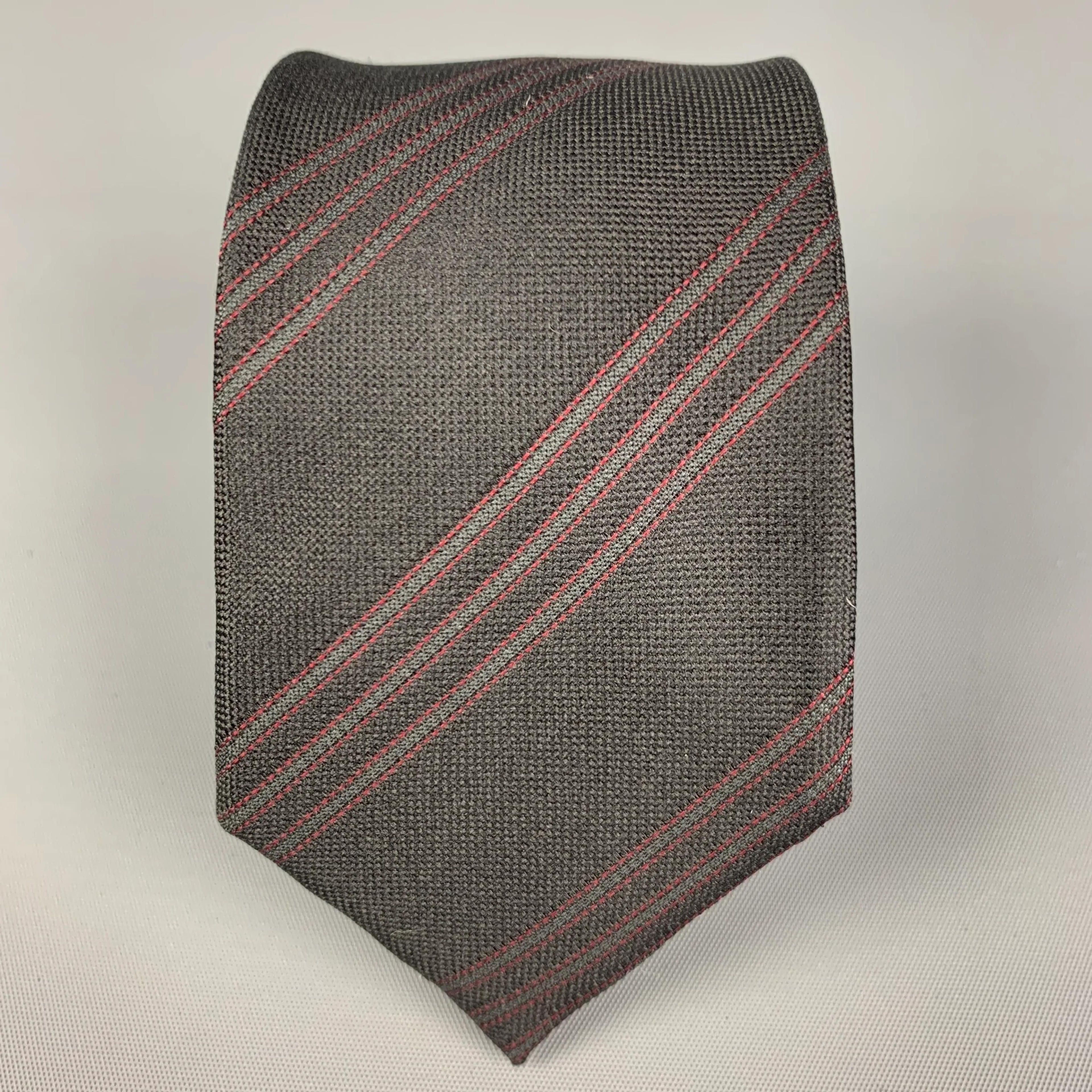 YOHJI YAMAMOTO Black Red Diagonal Stripe Silk Tie – Sui Generis Designer Consignment