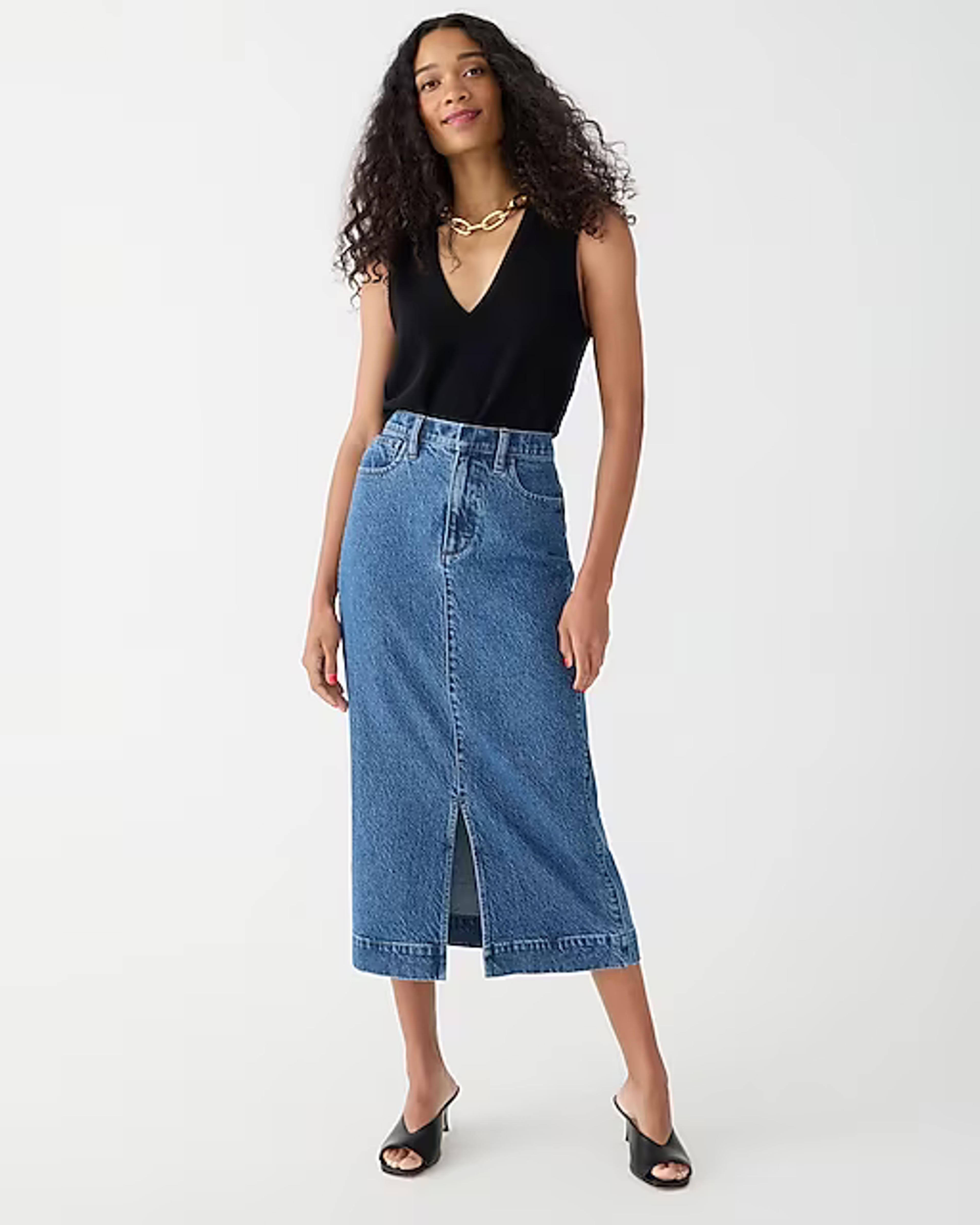 J.Crew: Midi Denim Skirt For Women