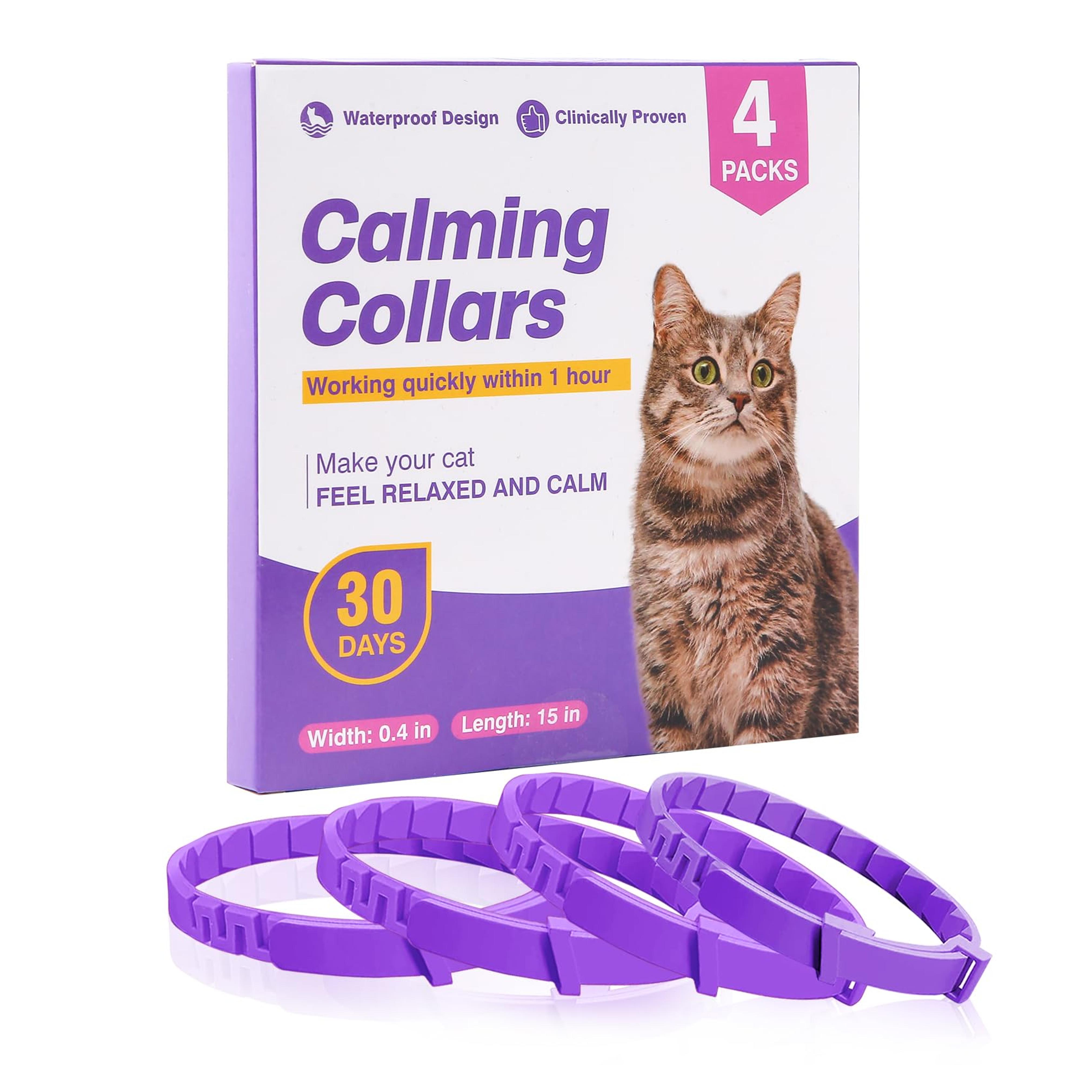 Calming Collar for Cats 4 Packs Cat Collars Pheromone Anxiety Relief Stress Calm Pheromones Up To 30 Days Sedative Breakaway Design Adjustable Size Fit Kitten Kitty Help Comfortable Relax(15 Inches)