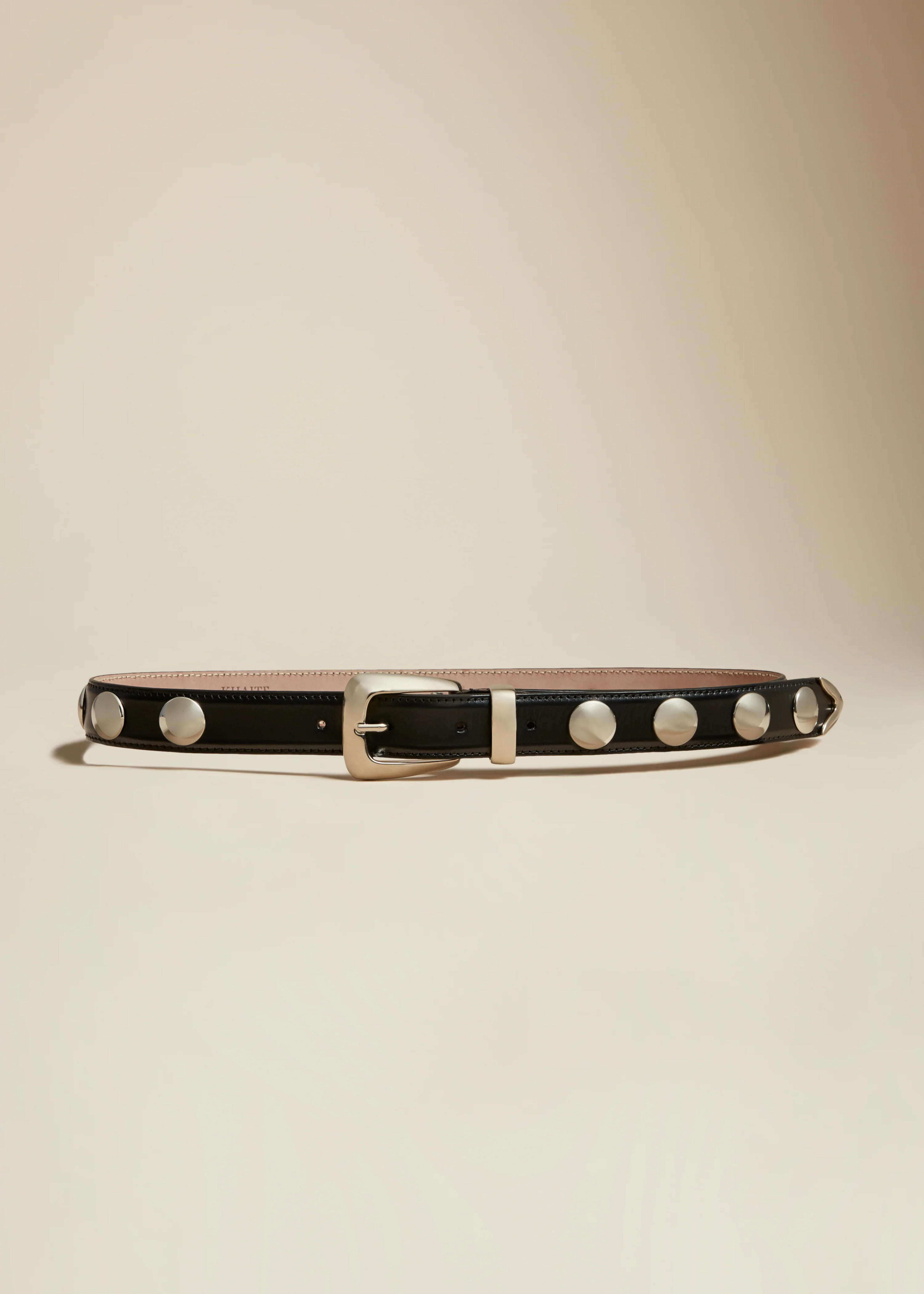 The Benny Belt in Black with Silver Studs - XS/S / BLACK / 100%CALFSKIN