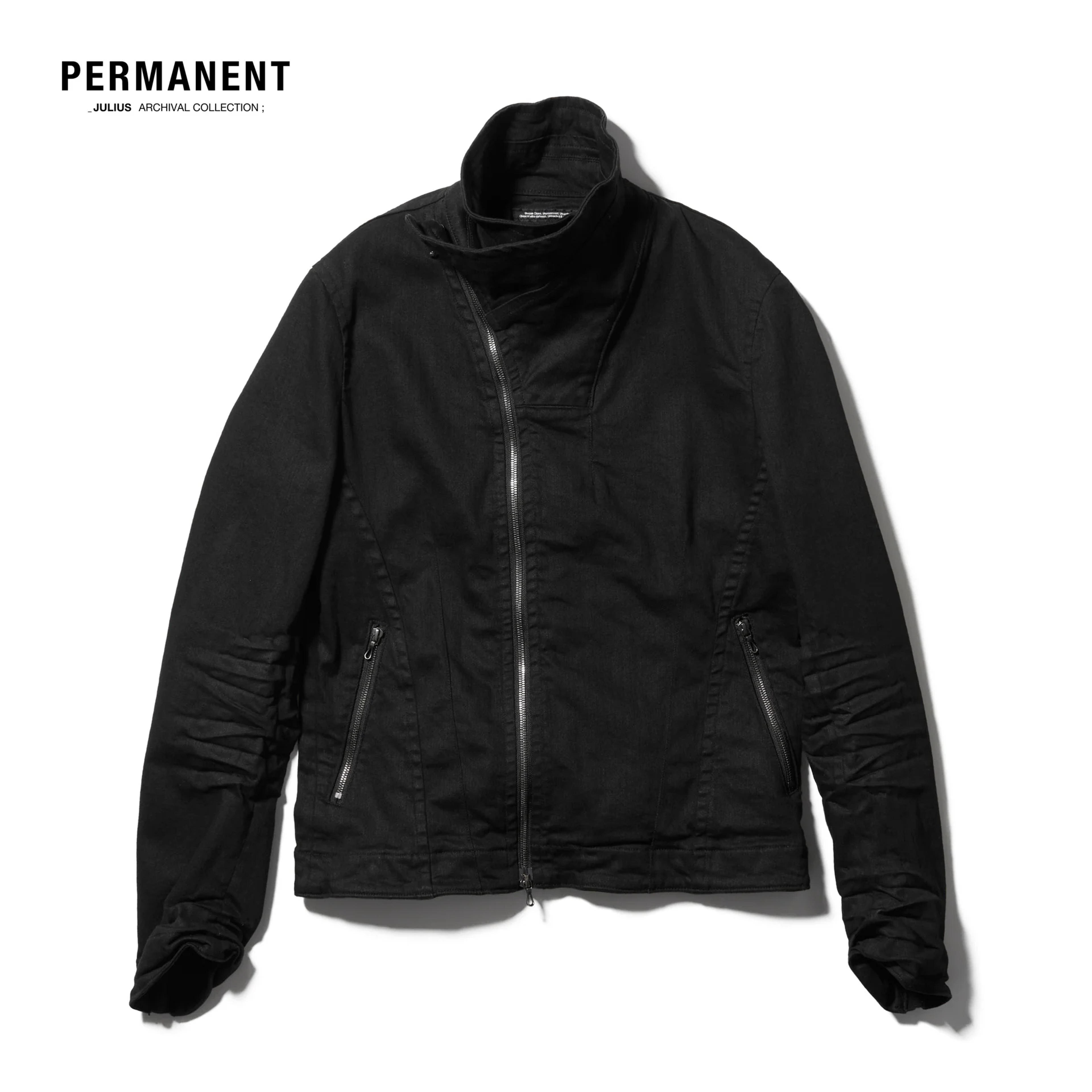 Cowl Neck Riders Jacket - Black - JULIUS OFFICIAL STORE