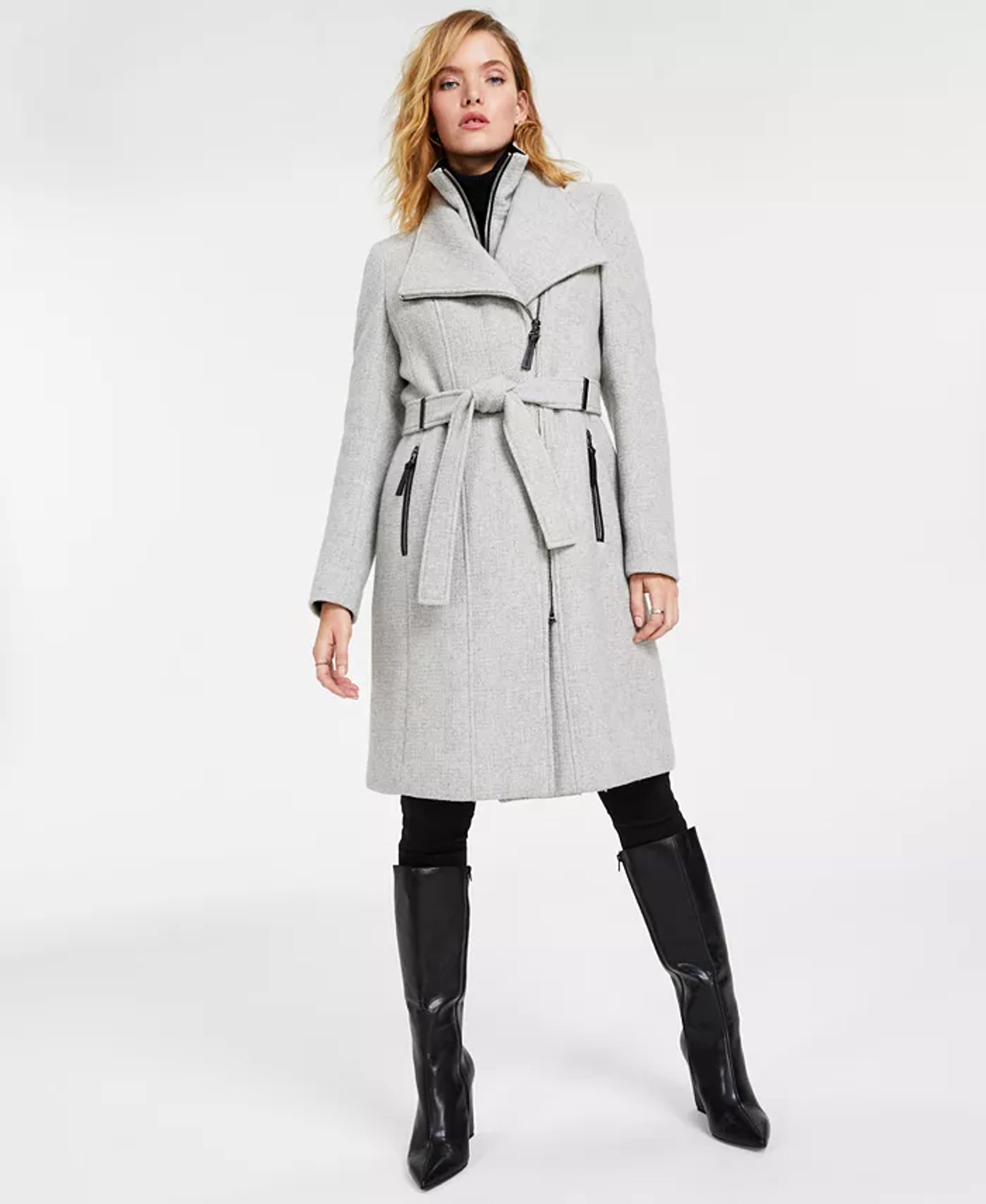 Calvin Klein Women's Belted Wrap Coat, Created for Macy's & Reviews - Coats & Jackets - Women - Macy's