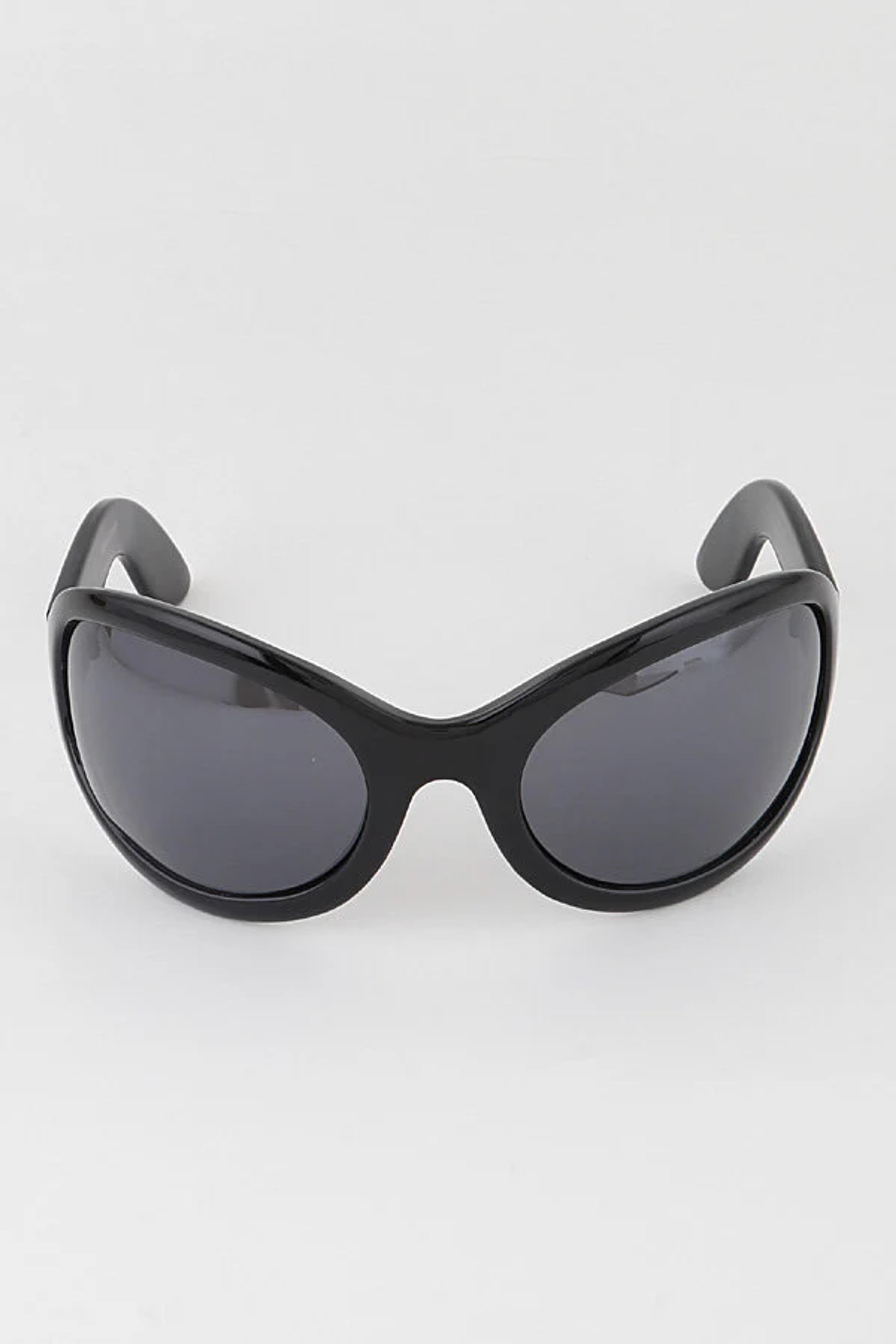 90s Deadstock Ultra Curved Round BUG EYE Sunglasses  Black