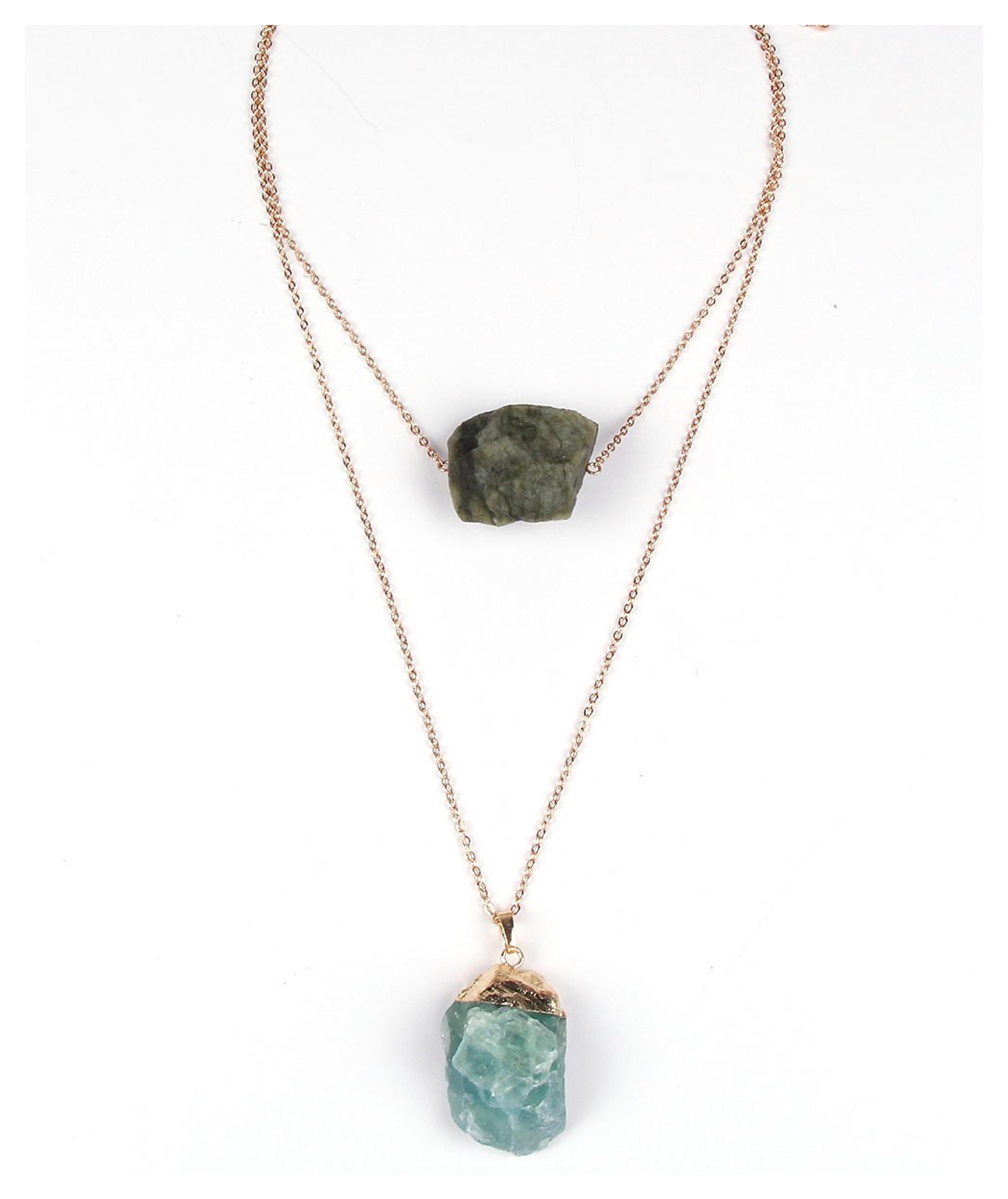 "Falling Stone" Layer Raw-Crystal Stone Necklace