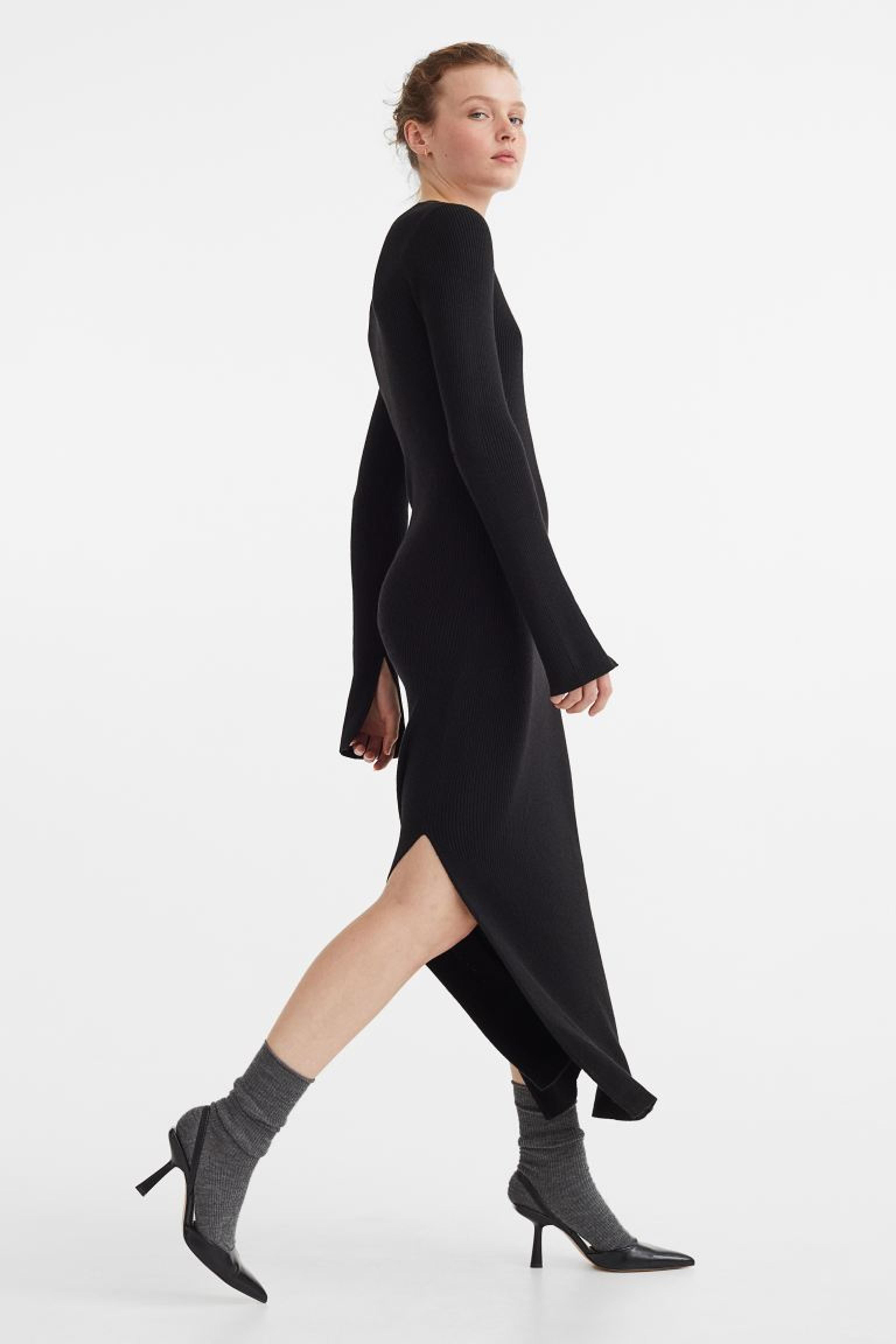 Rib-knit dress - Black - Ladies | H&M GB