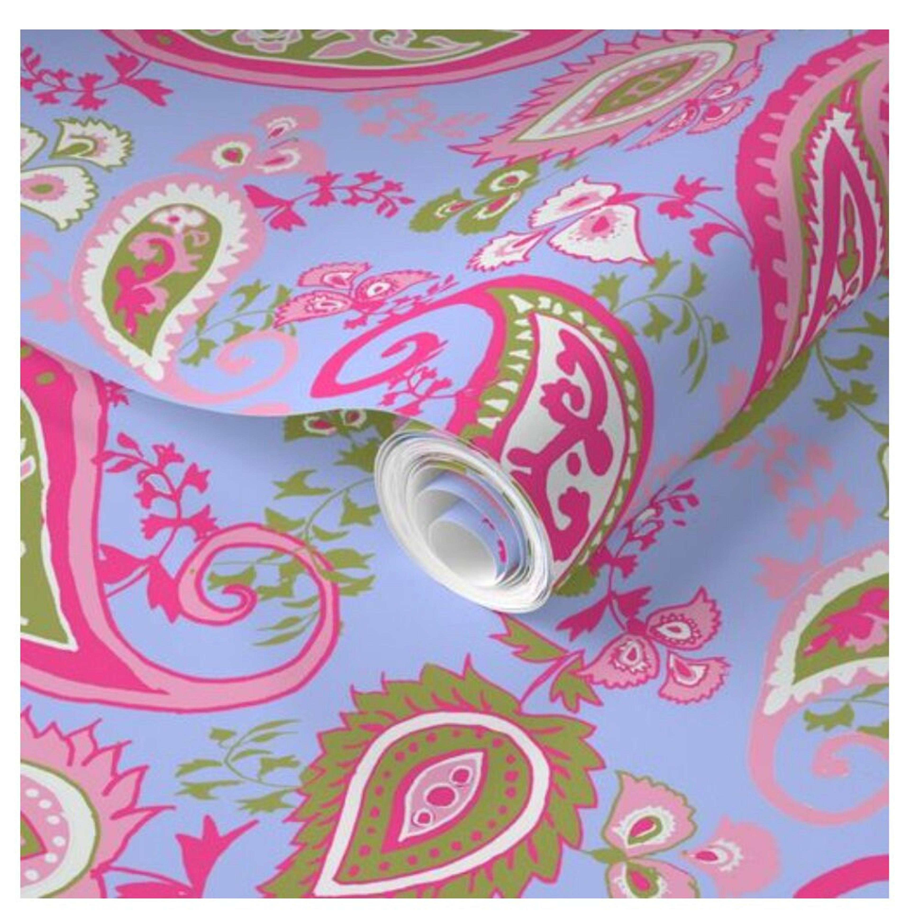 So Groovy a Retro Paisley Wallpaper in Lilac Periwinkle and - Etsy Canada