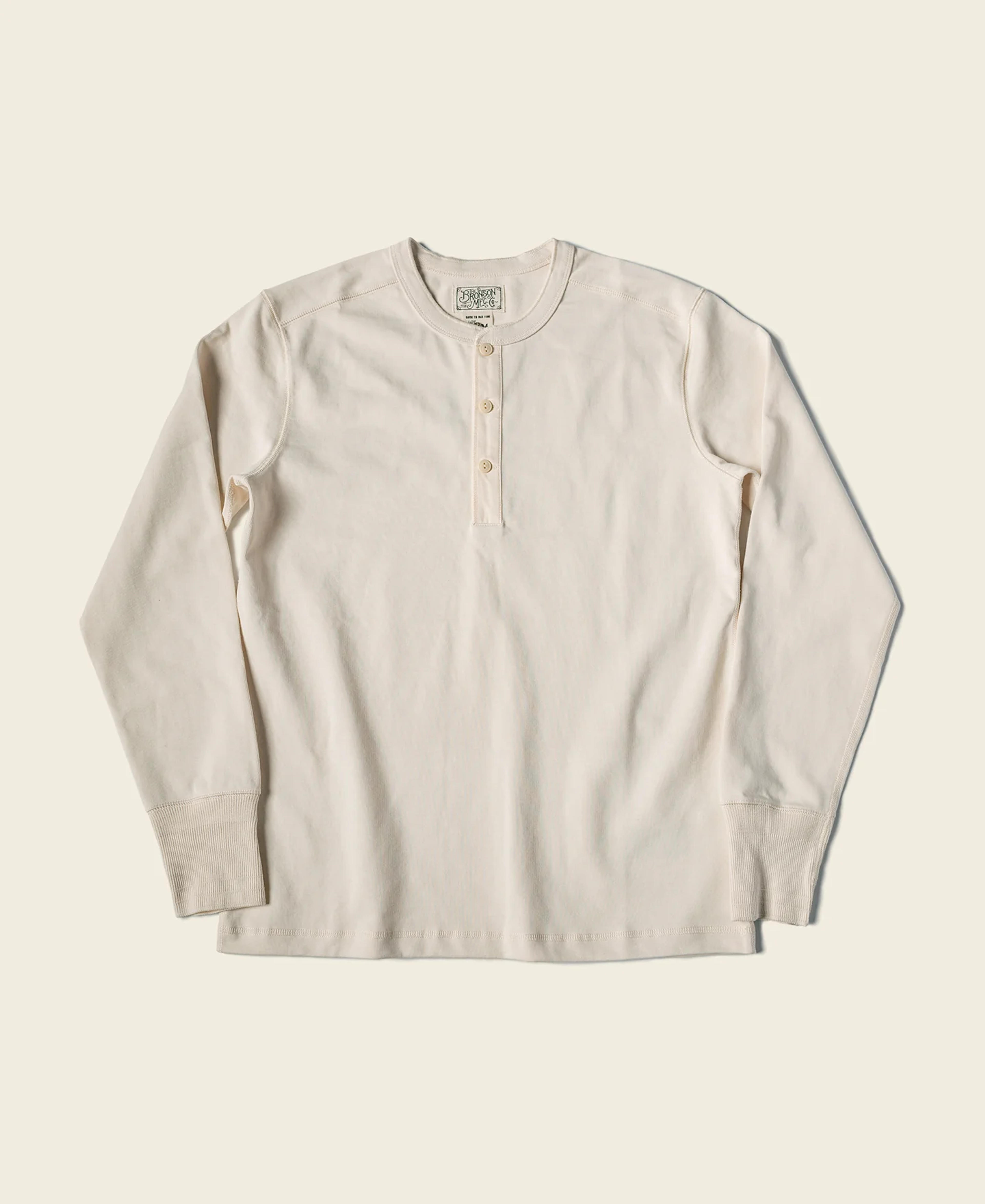 Vintage Heavyweight Cotton Henley Neck Shirt - Apricot | Bronson