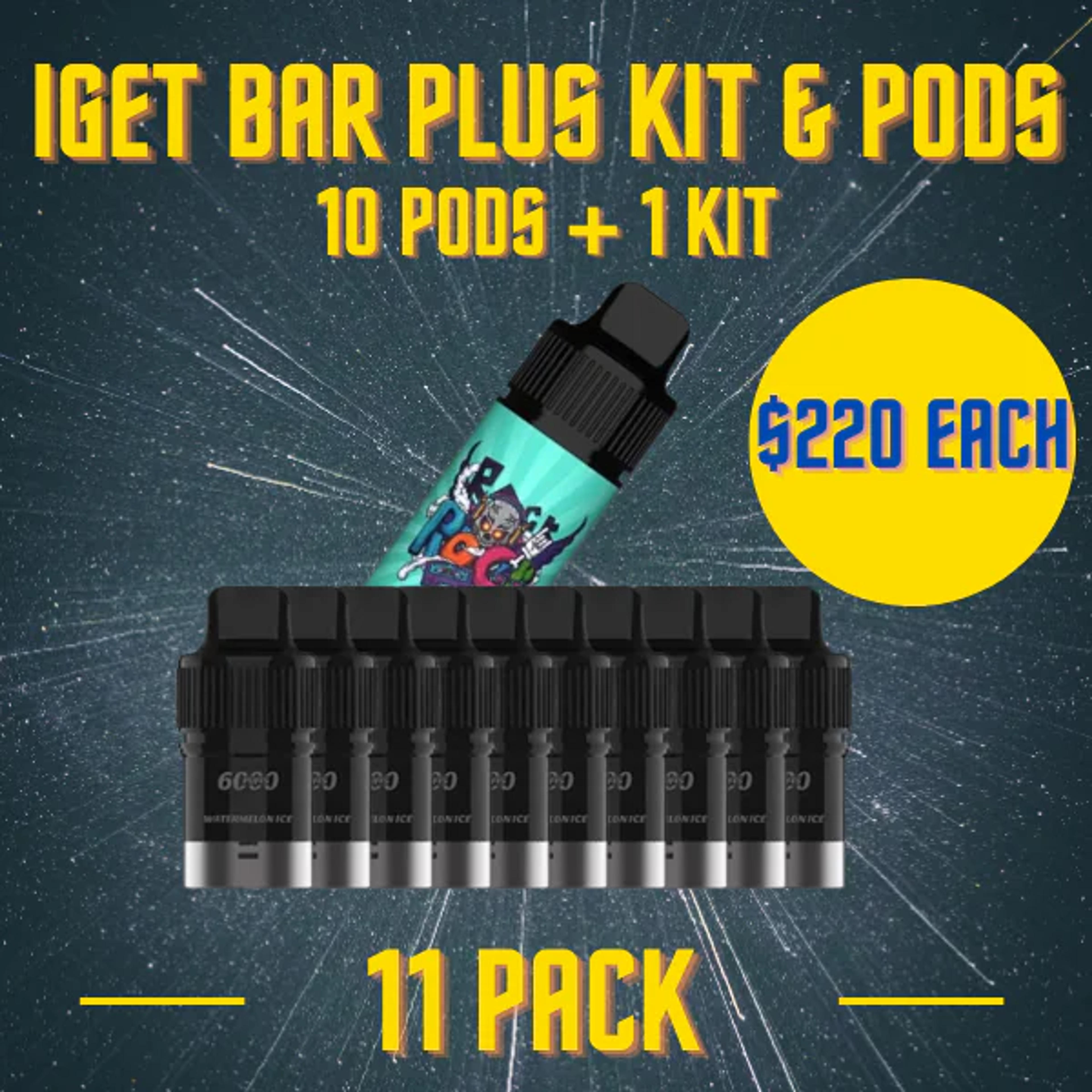 IGET Bar Plus Starter Kit 11 Pack | Cheap IGET Vapes | $220