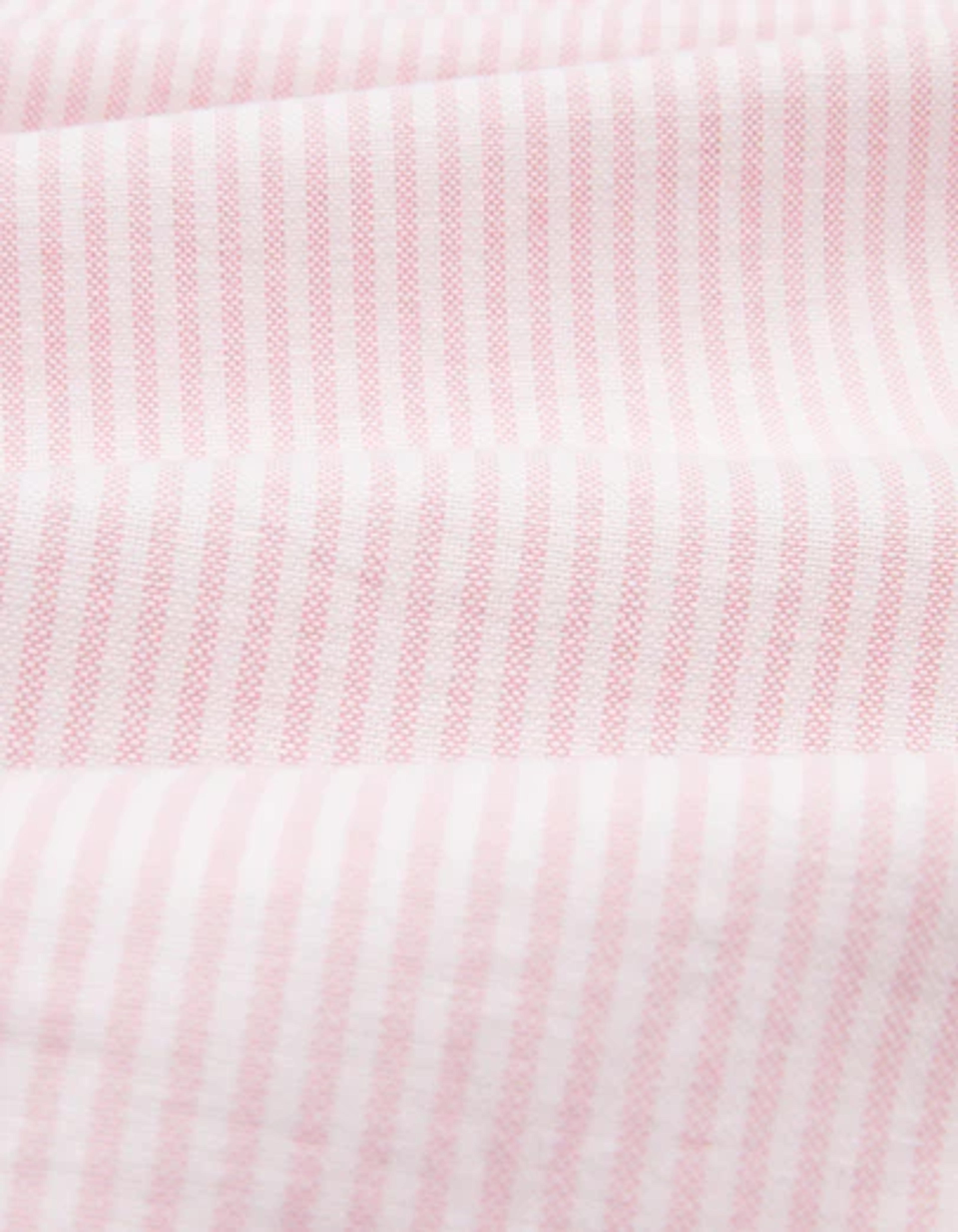 Pale Pink Ticking Stripe Cotton Oxford Cloth Button-Down Shirt – Drakes