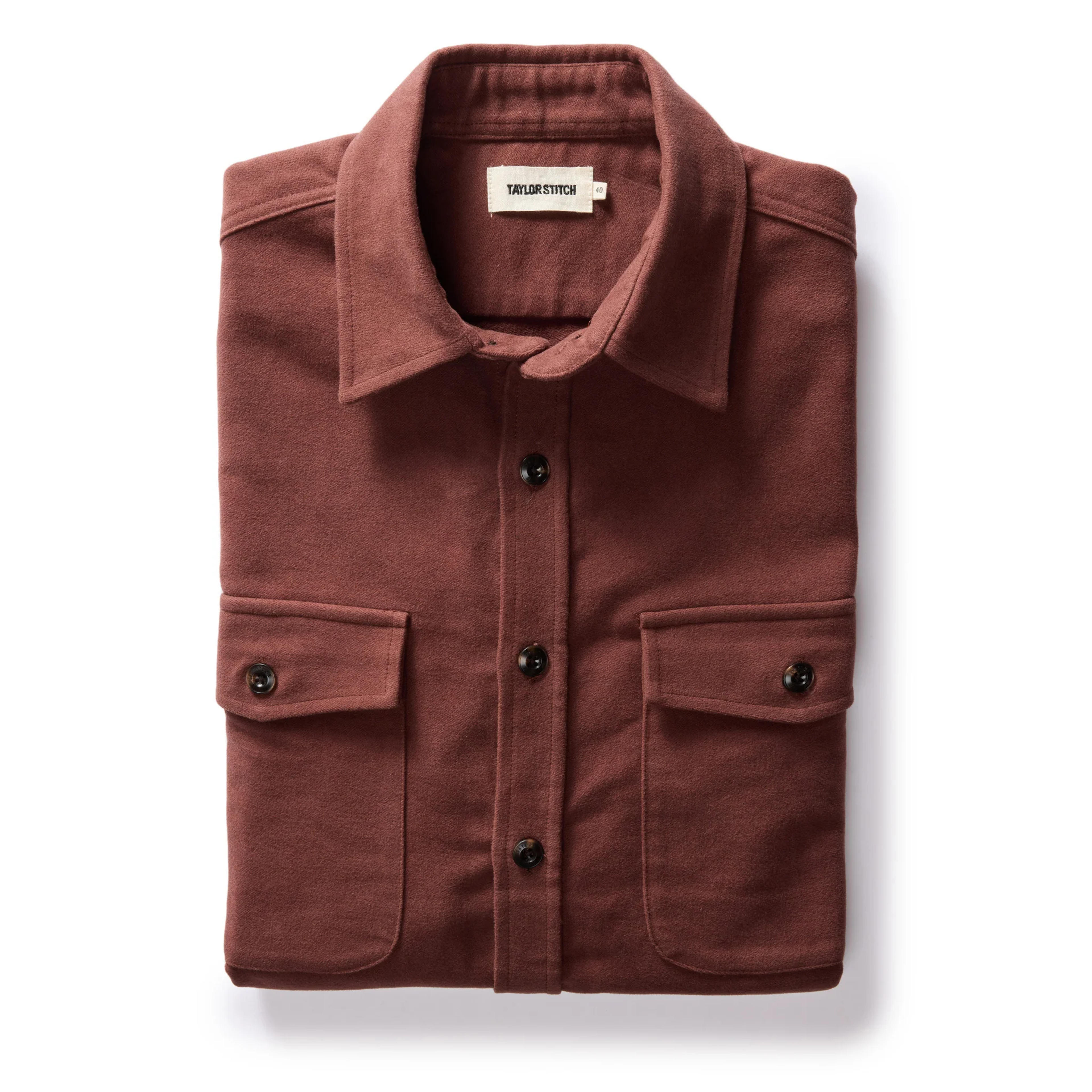 The Maritime Shirt Jacket in Black Cherry Moleskin | Men's Outerwear | Taylor Stitch