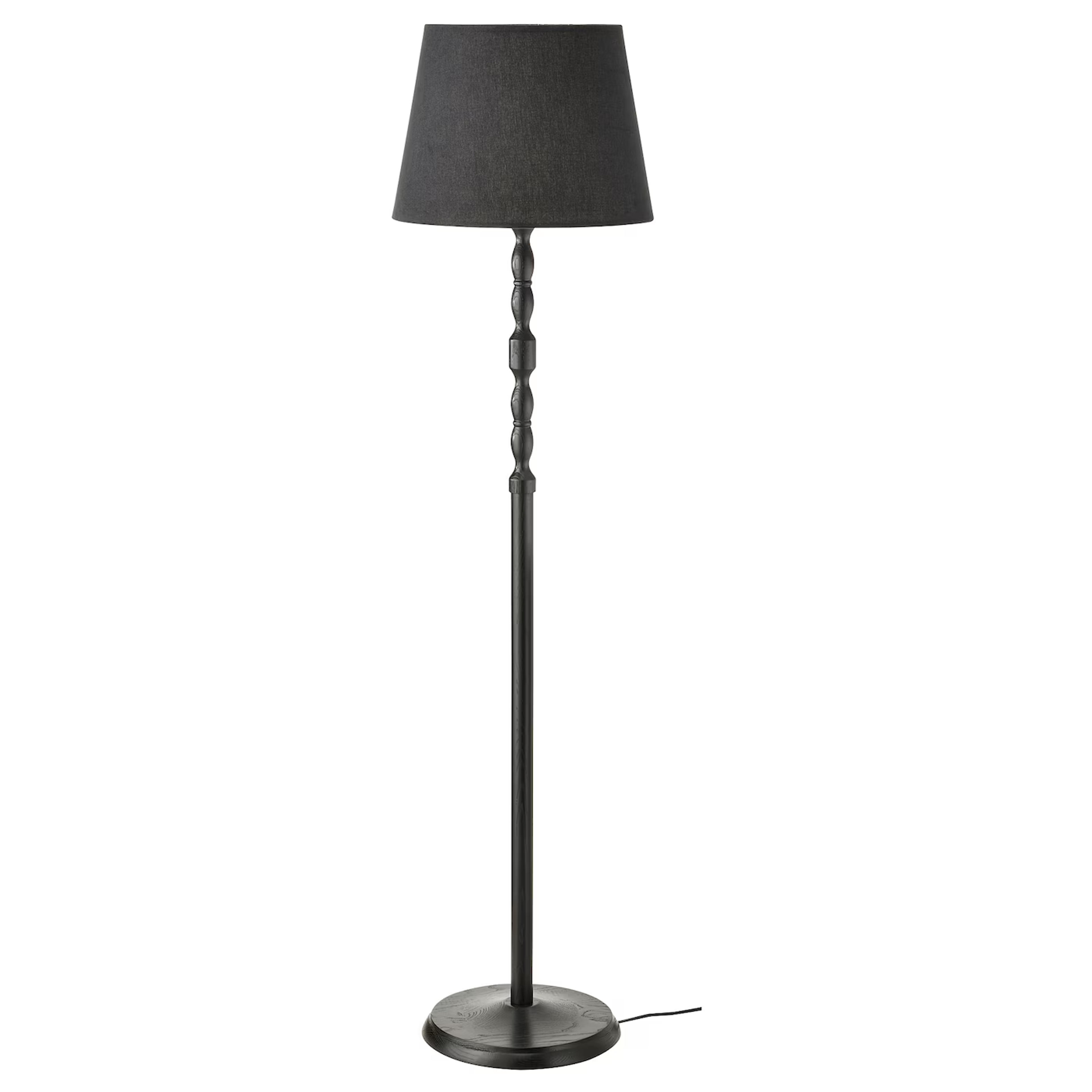 KINNAHULT Floor lamp with LED bulb - black ash/black 59 "