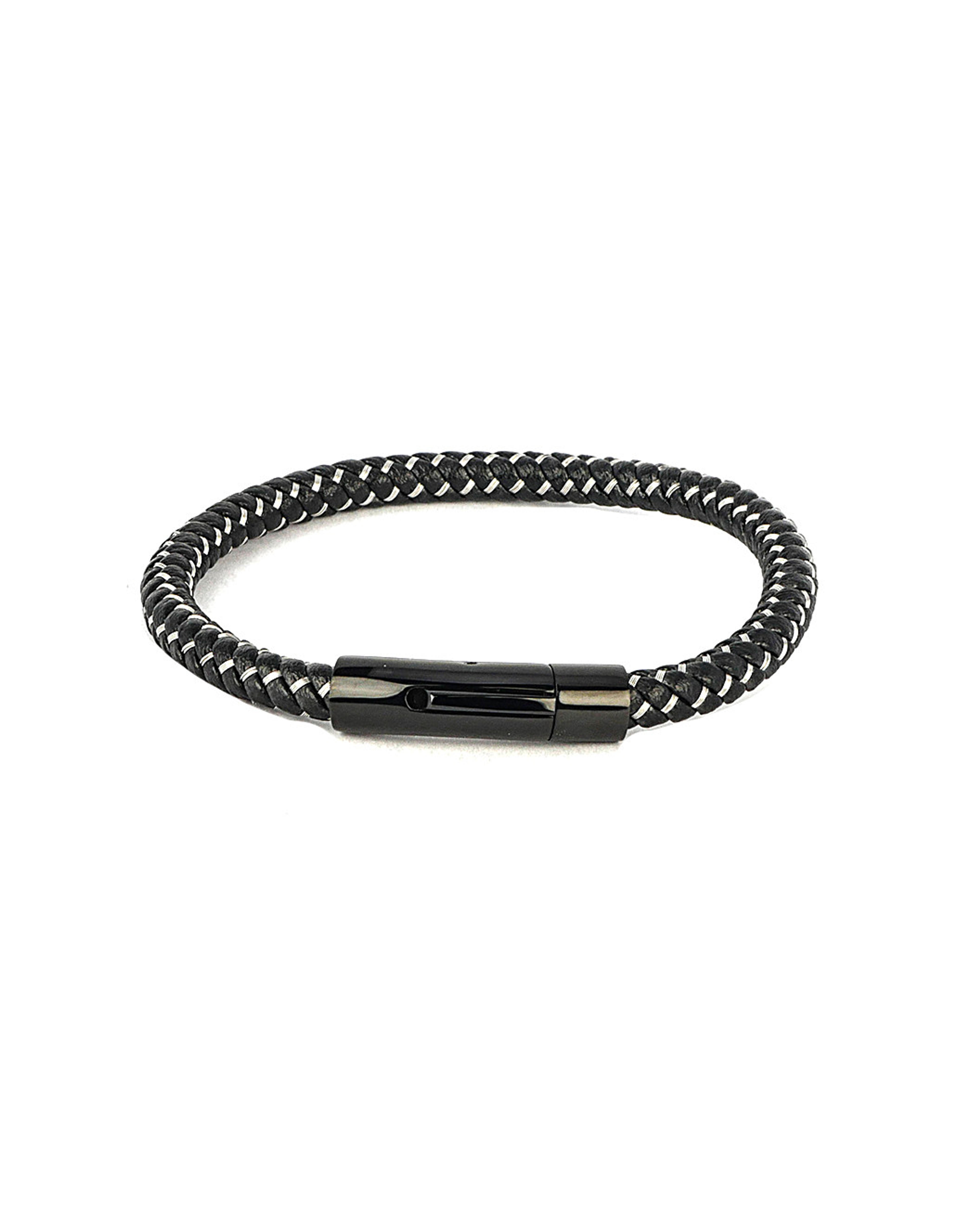 Jean Claude Stainless Steel Leather Bracelet / Gilt