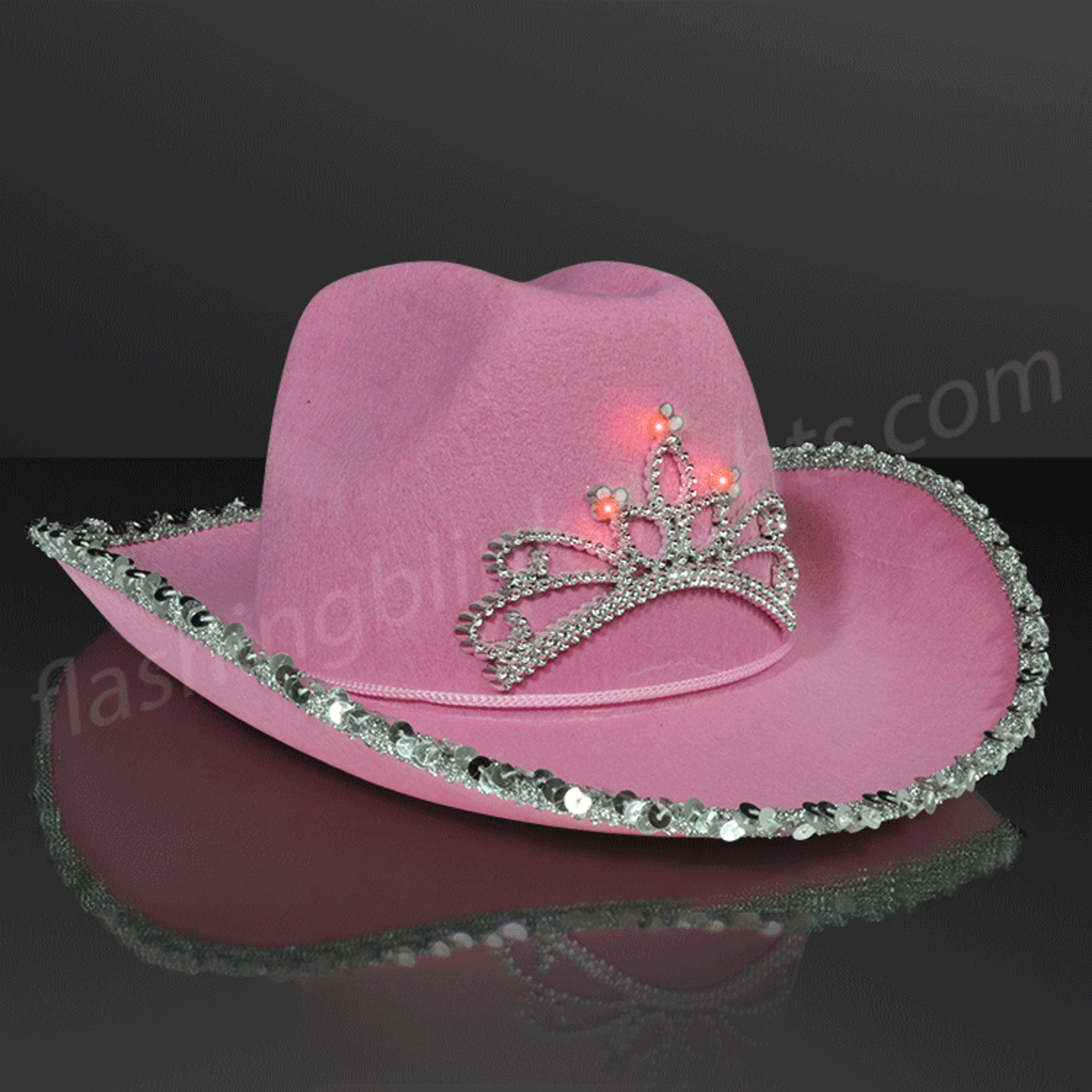 Pink Cowgirl Hat With LED Light Up Charm | FlashingBlinkyLights