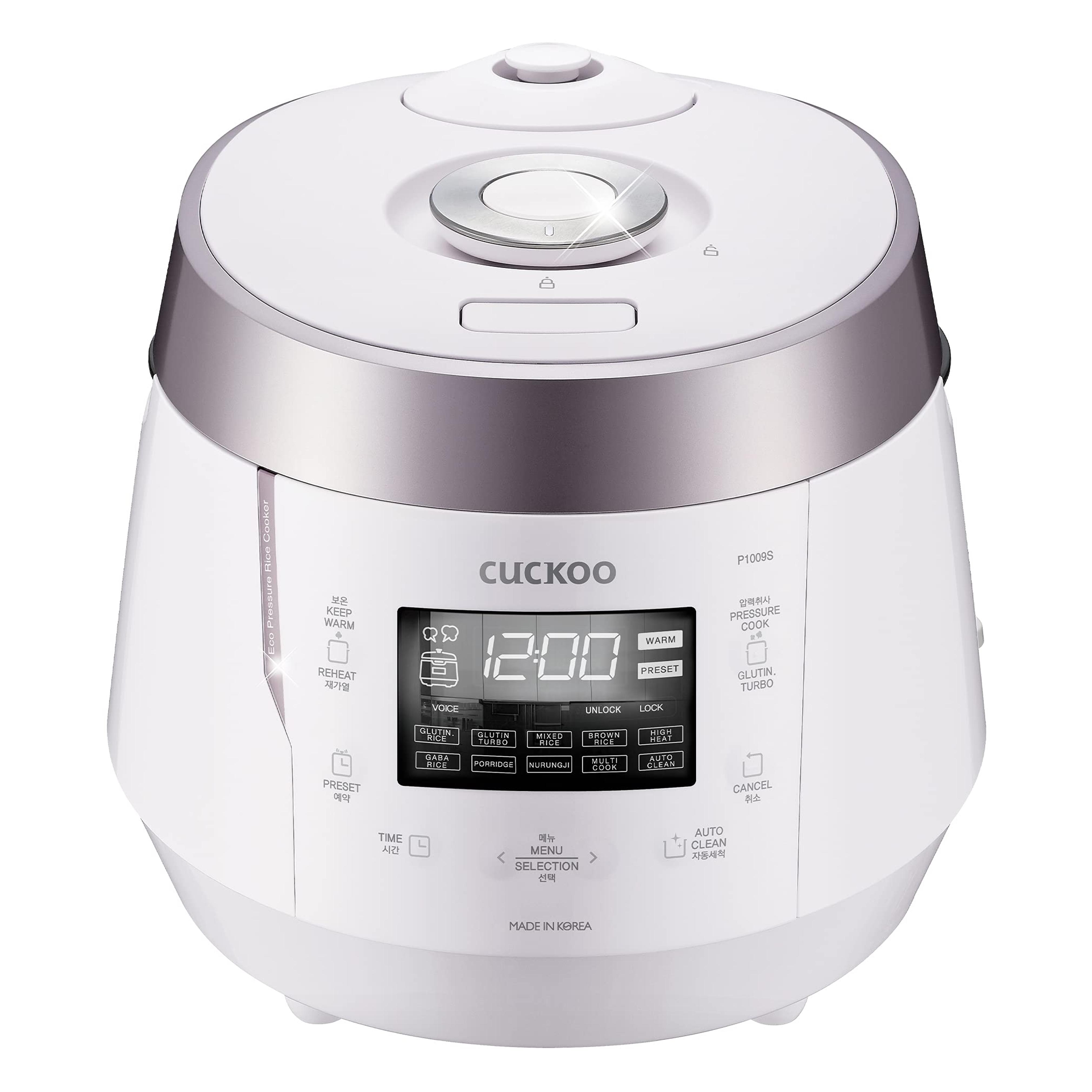 Amazon.com: Cuckoo CRP-P1009SW 10 Cup Electric Heating Pressure Cooker & Warmer – 12 Built-in Programs, Glutinous (White), Mixed, Brown, GABA Rice, [1.8 liters]: Home & Kitchen