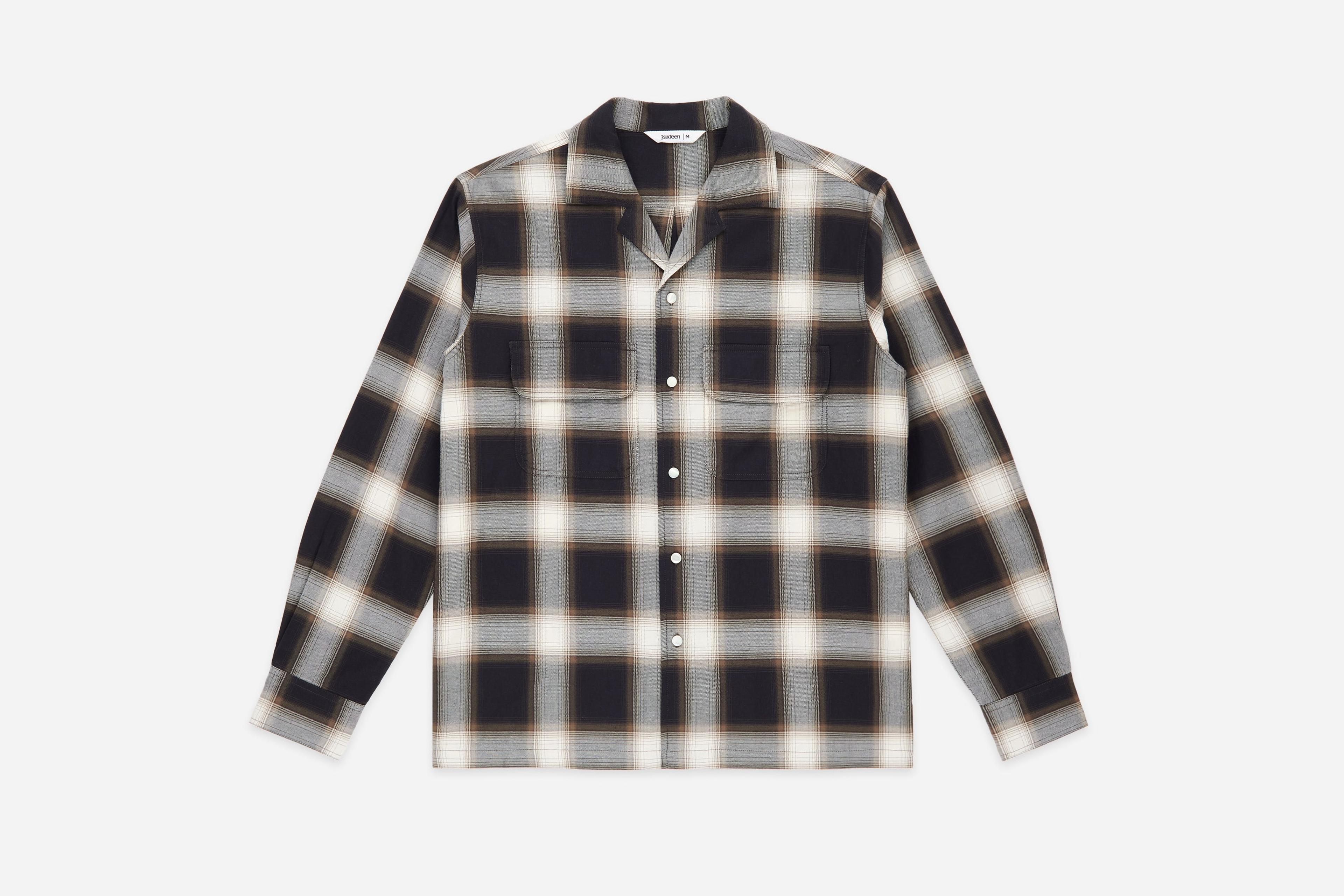 Open Collar Shirt ~ Burnt Sienna Plaid – 3sixteen