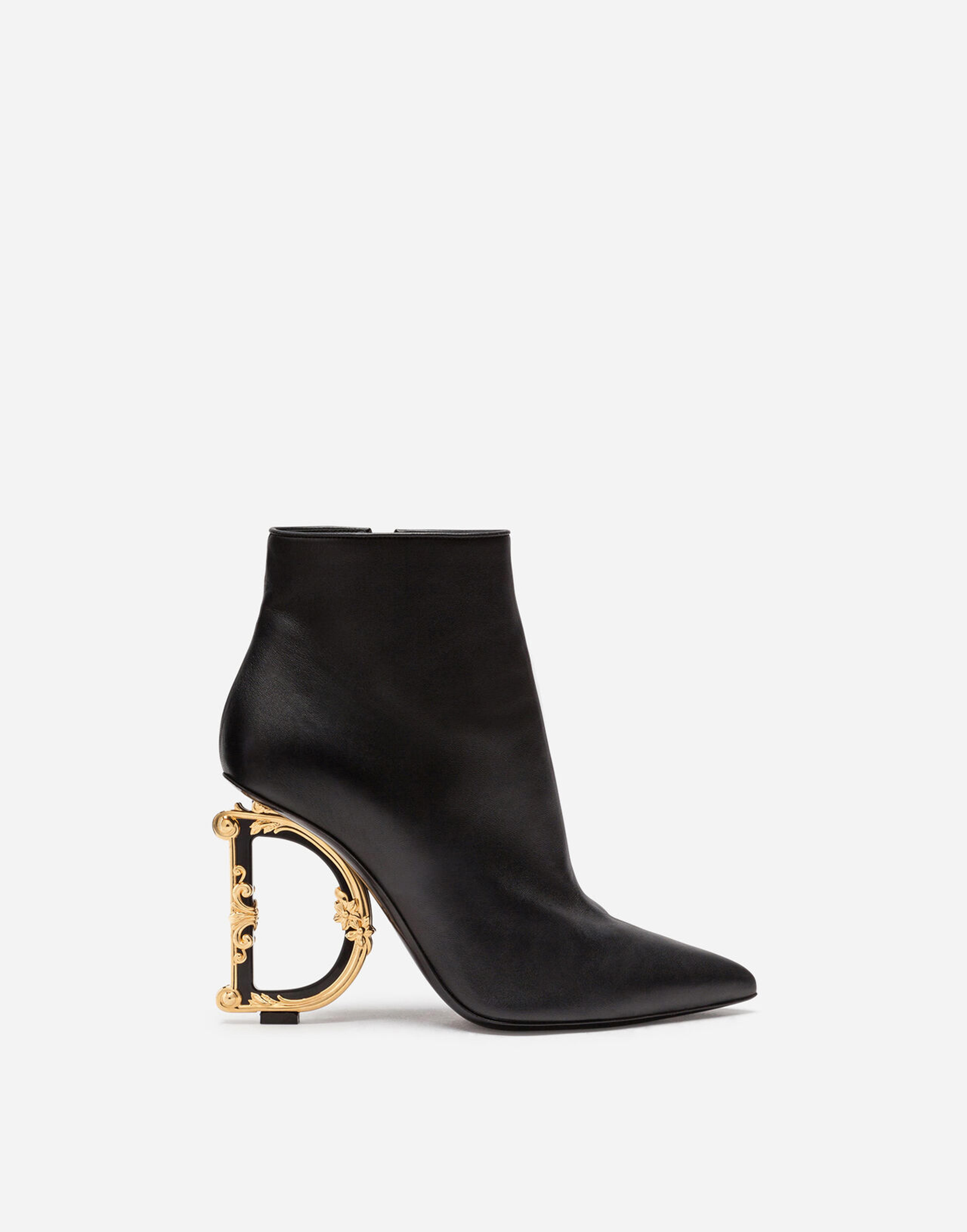 Nappa leather ankle boots with baroque DG detail in Black for Women | Dolce&Gabbana®