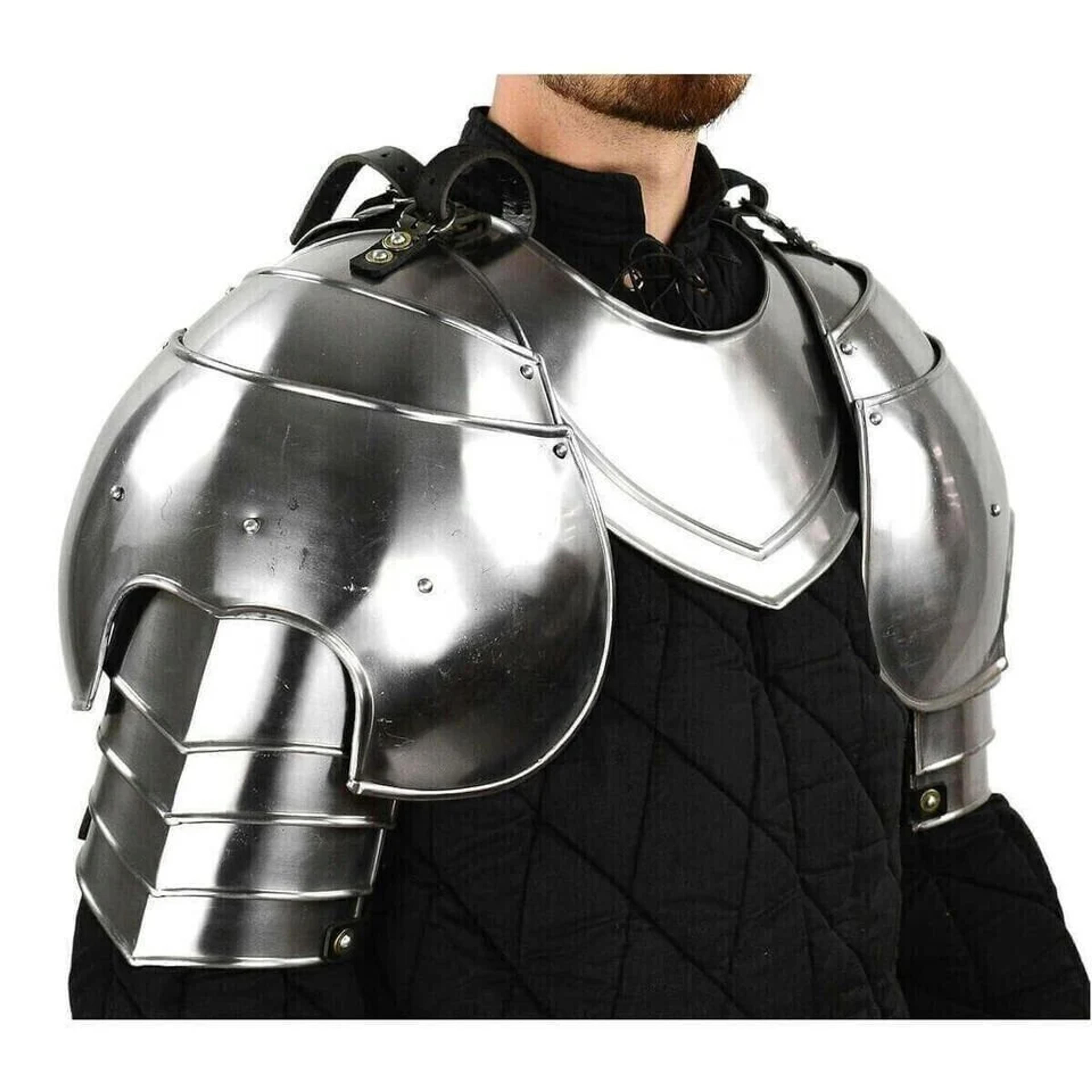 SCA LARP Medieval Gothic Pair Of Pauldrons With Gorget Armor Shoulder Replica Steel Christmas gift