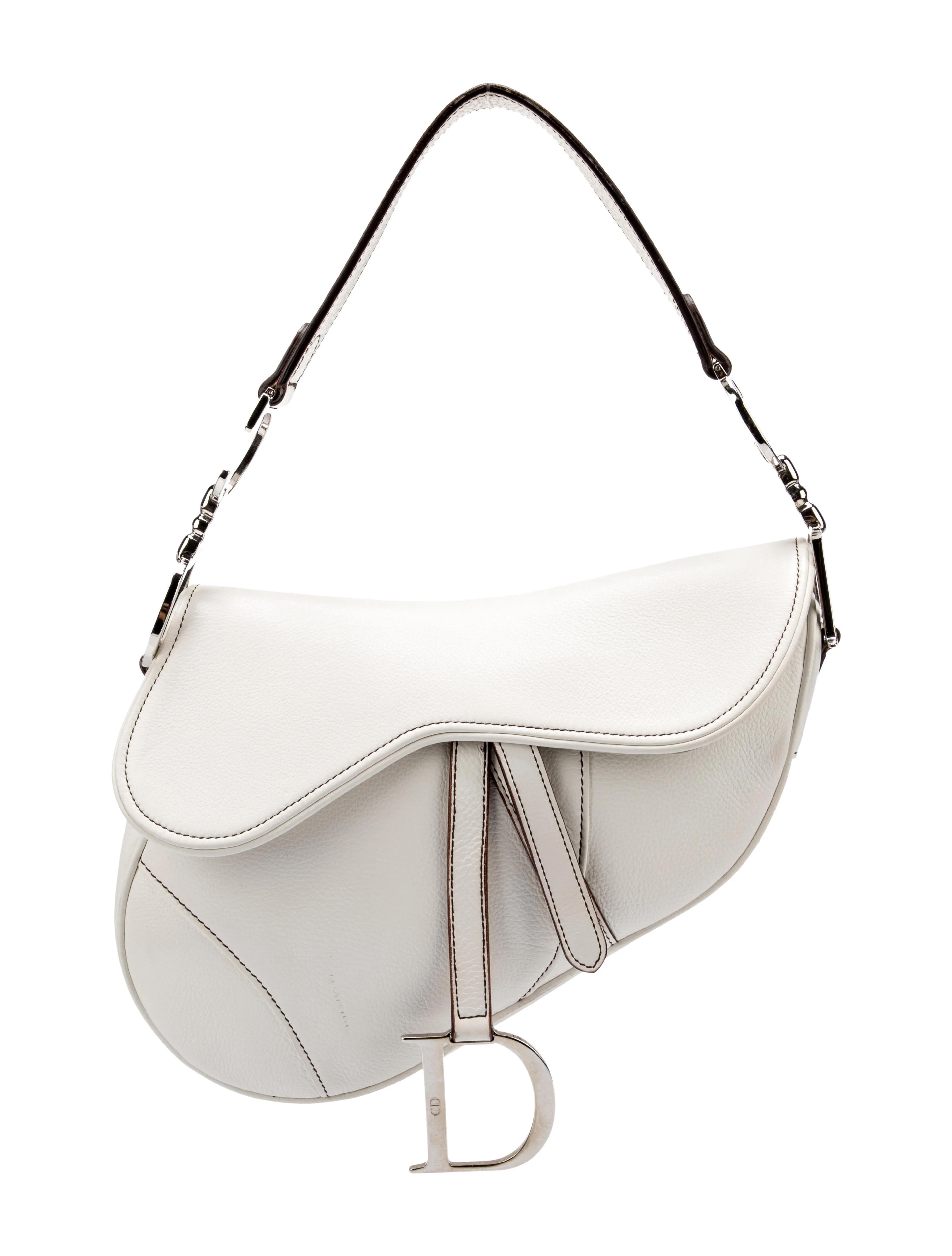 Christian Dior Leather Saddle Bag - White Shoulder Bags, Handbags - CHR352505 | The RealReal