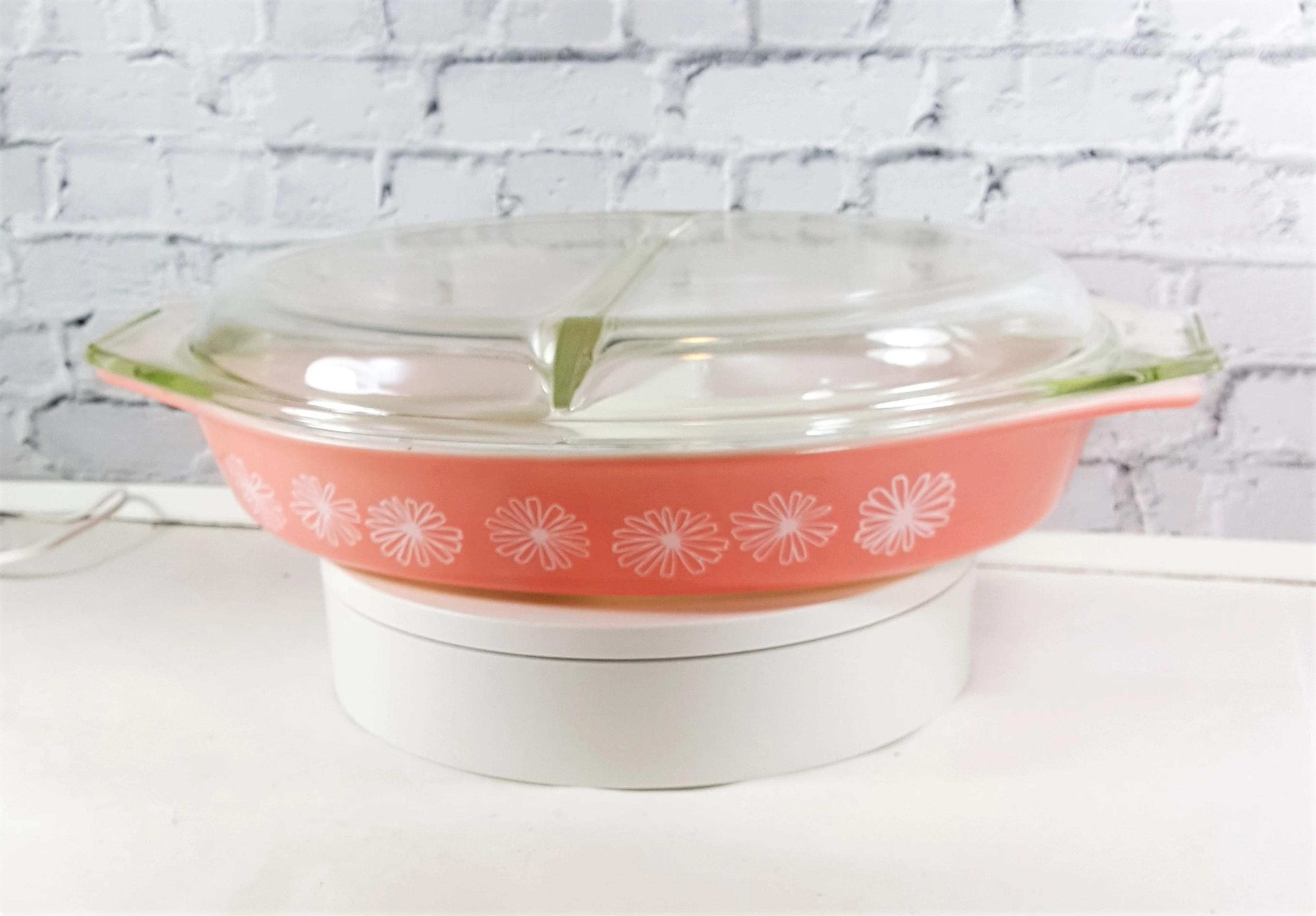 Vintage Pink Pyrex Casserole Pink Daisy Divided 1 1/2 Qt With | Etsy