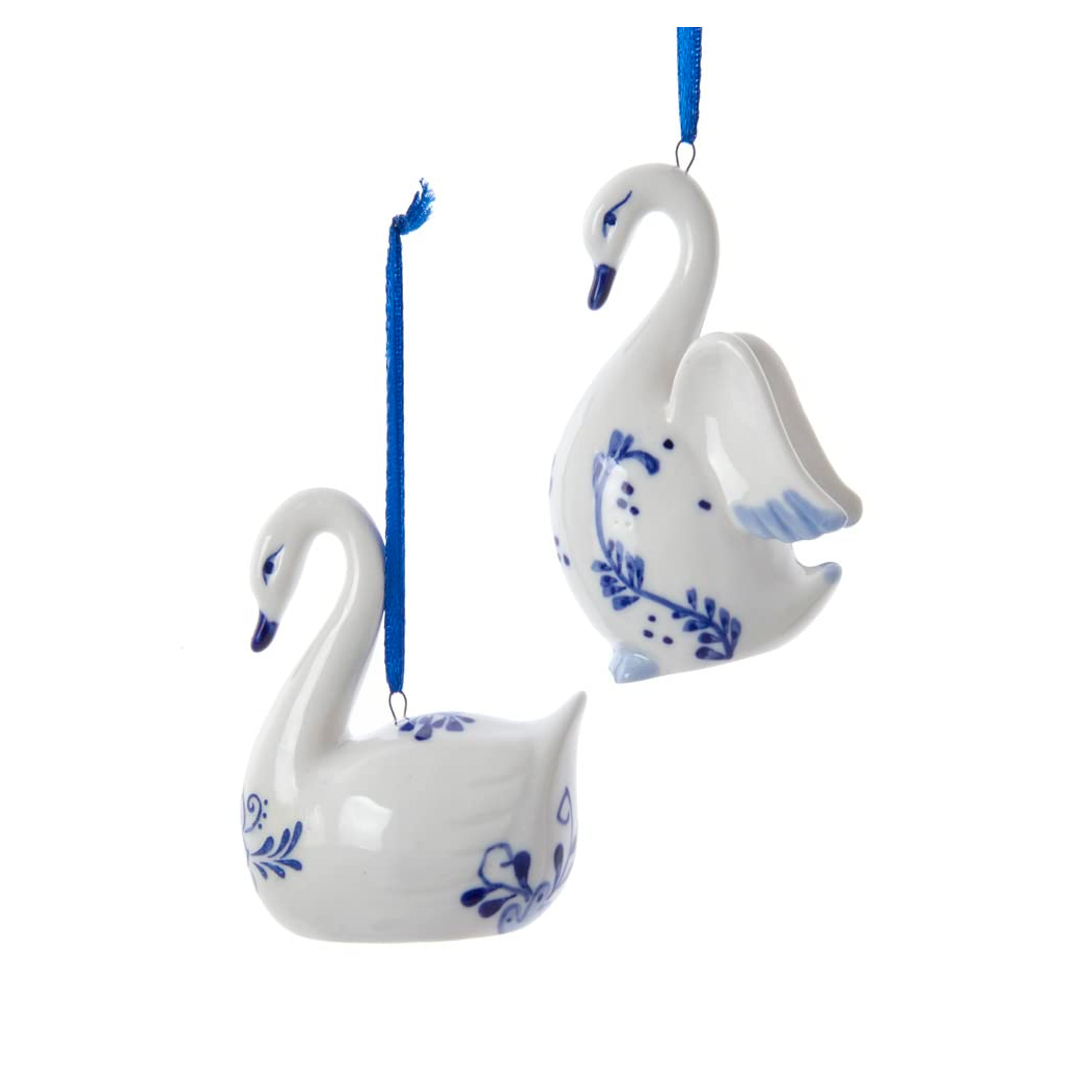 Blue Swan Ornaments, 2 Assorted