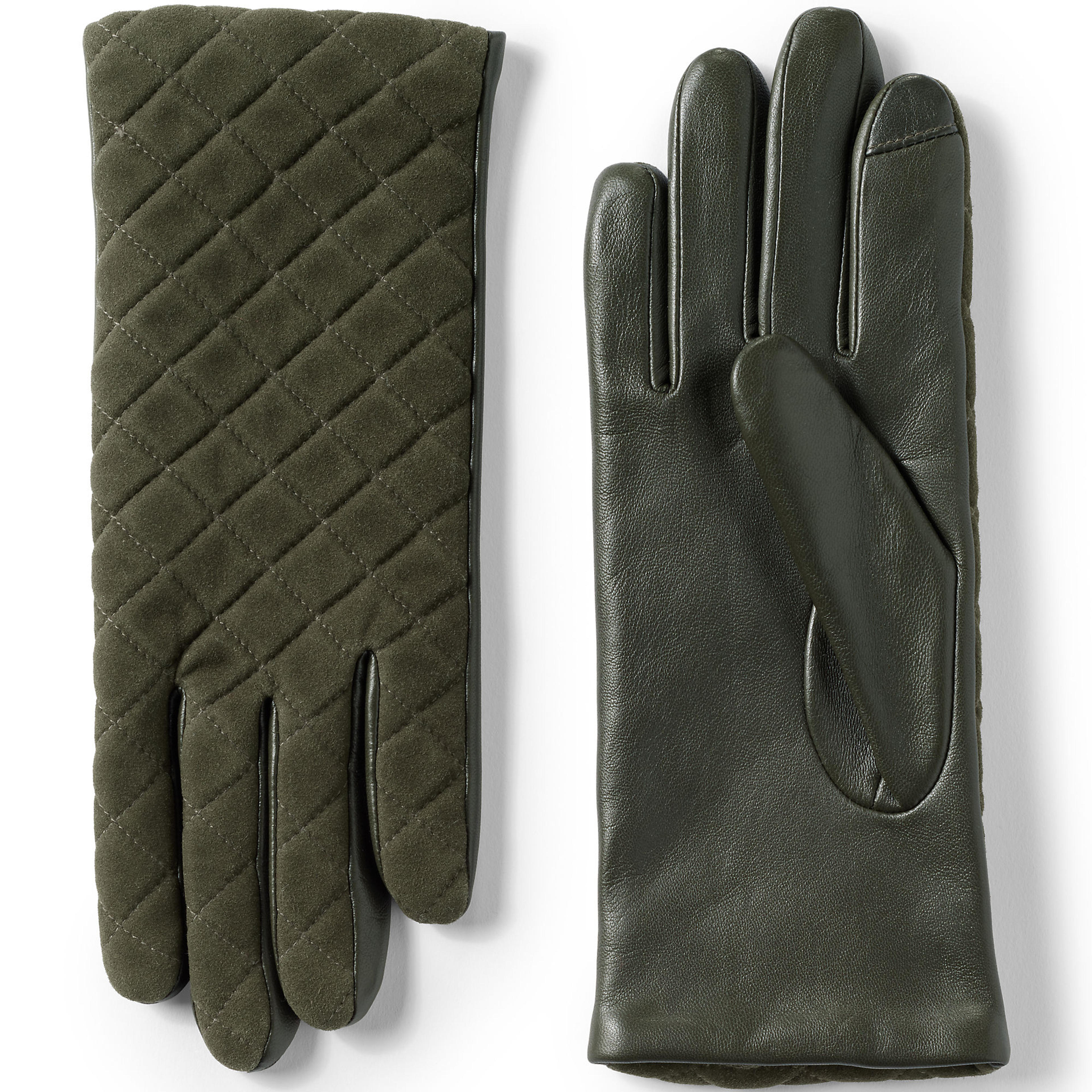 Women's EZ Touch Screen Quilted Suede Gloves | Lands' End