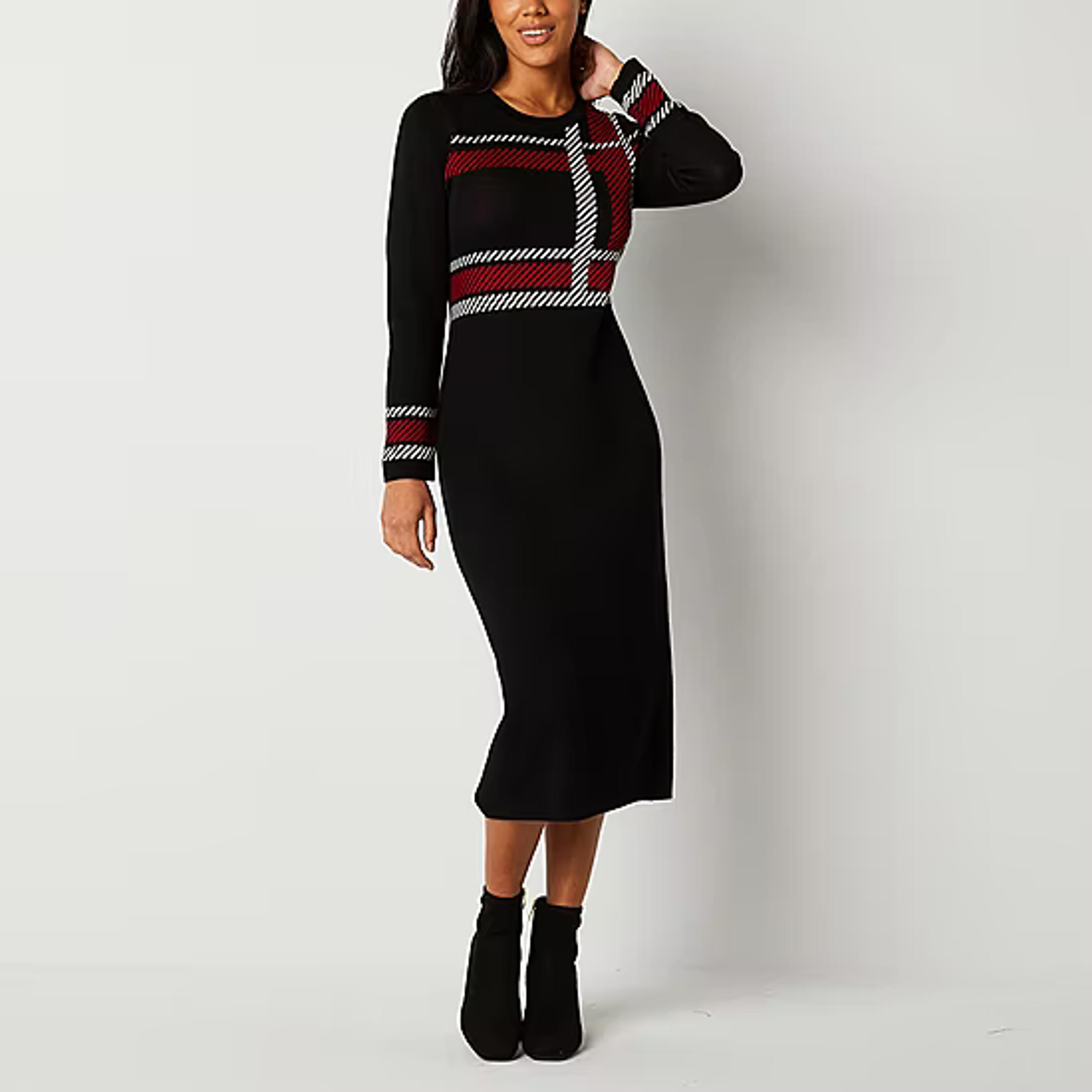 Studio 1 Long Sleeve Midi Sweater Dress