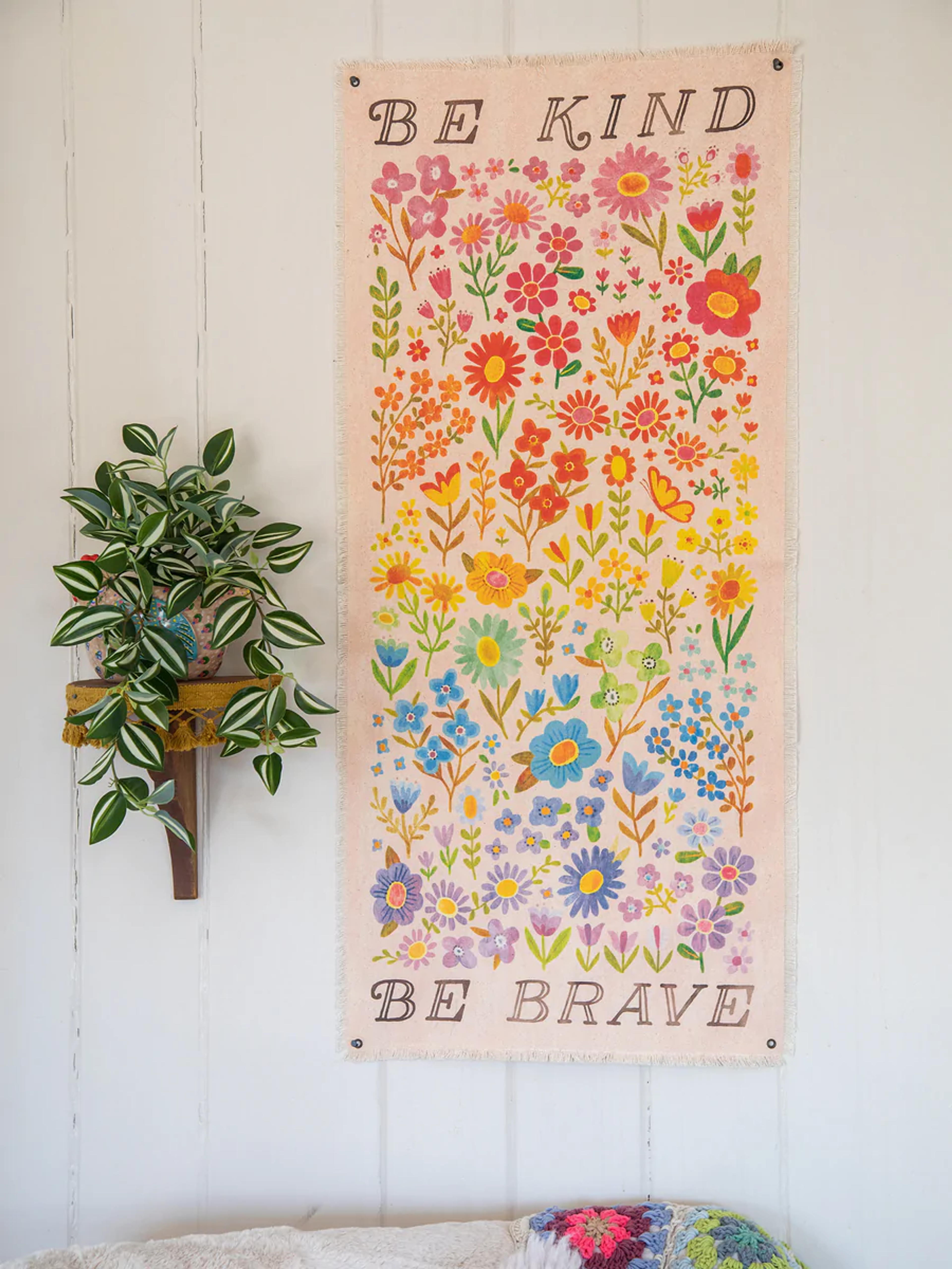 Be Kind Be Brave Canvas Tapestry – Natural Life