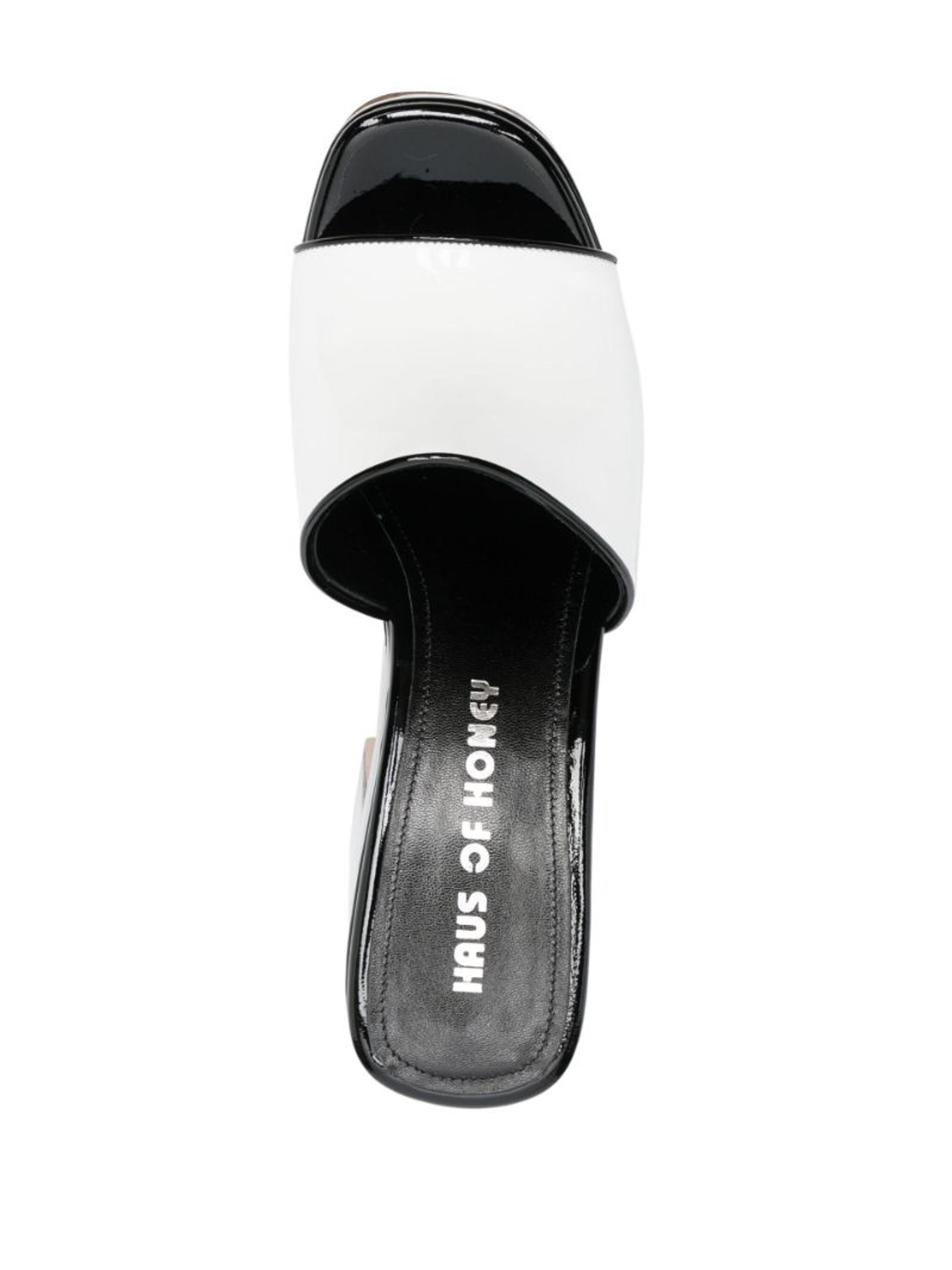 Haus of Honey Black and White Laquer Doll 65 Playform Sandals | Browns