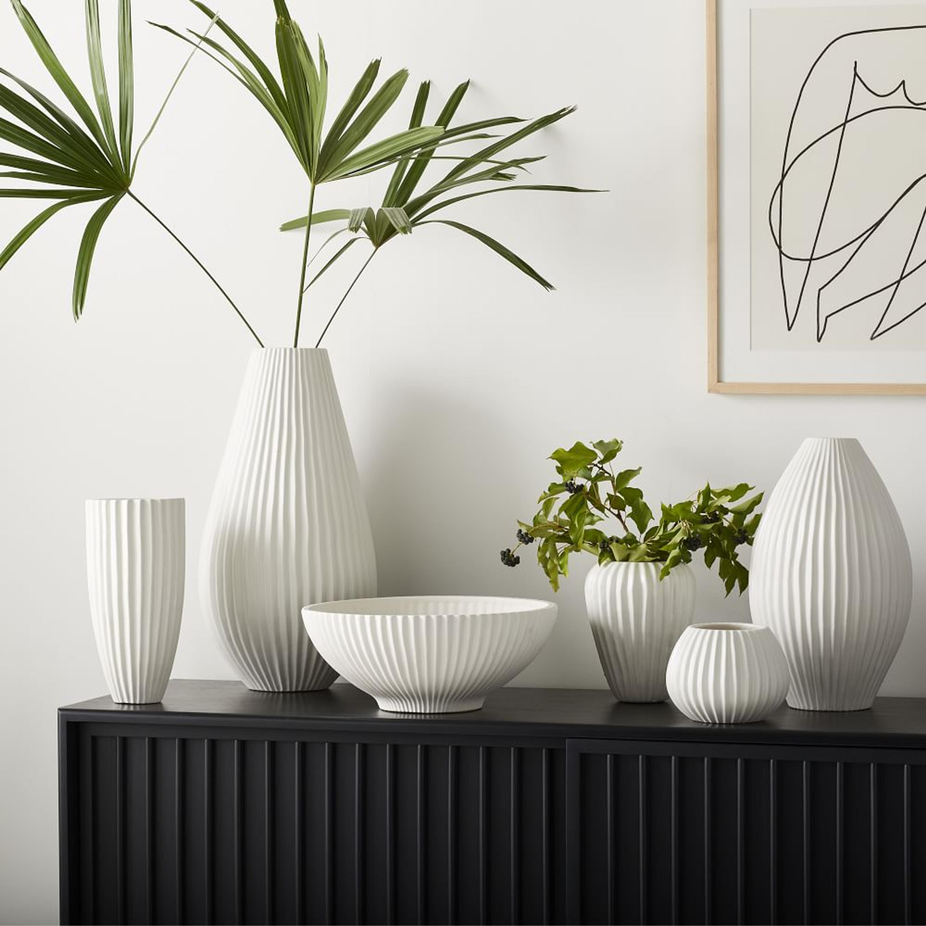 Sanibel White Textured Ceramic Vases | West Elm