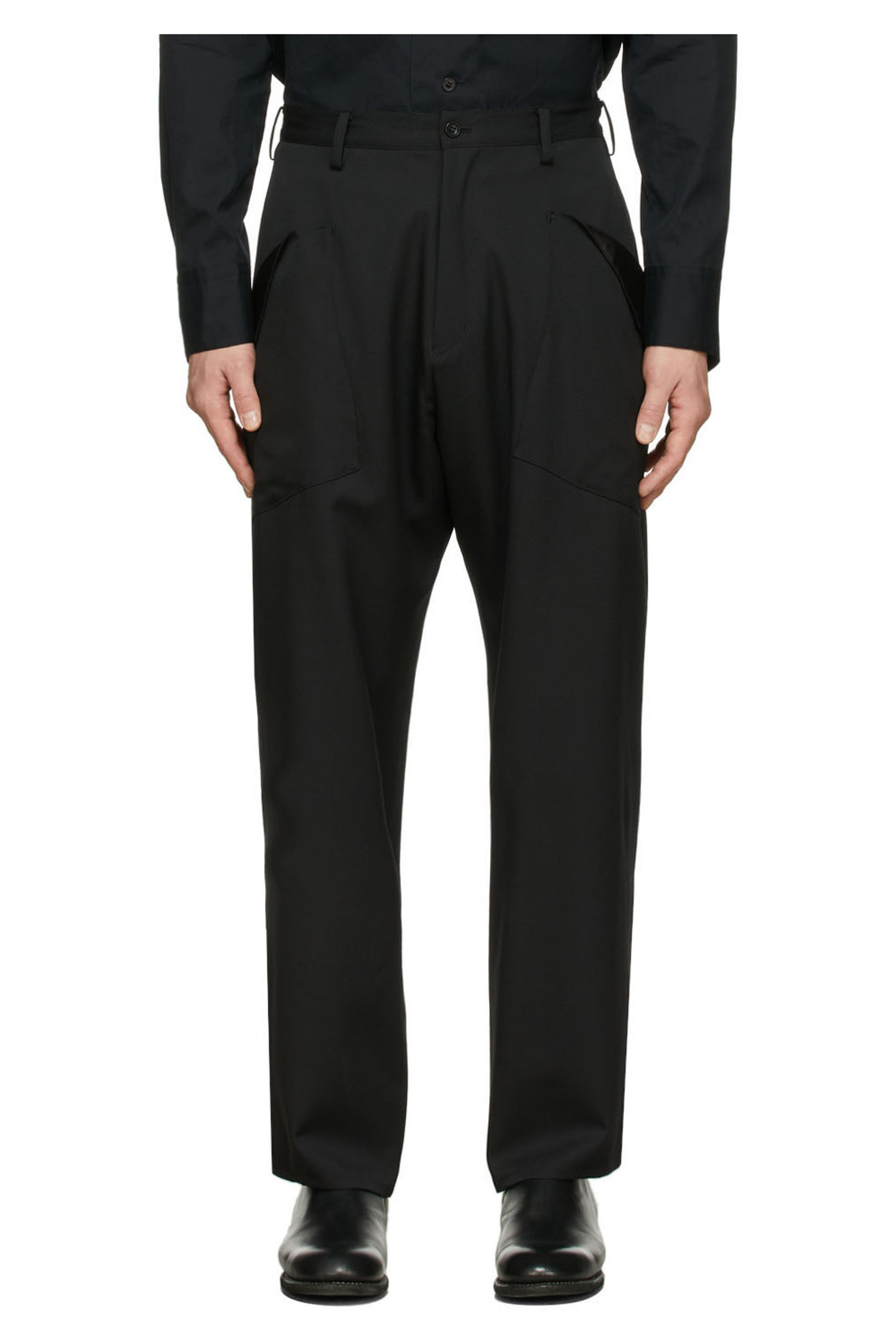 Black Slacks Trousers by Sulvam on Sale