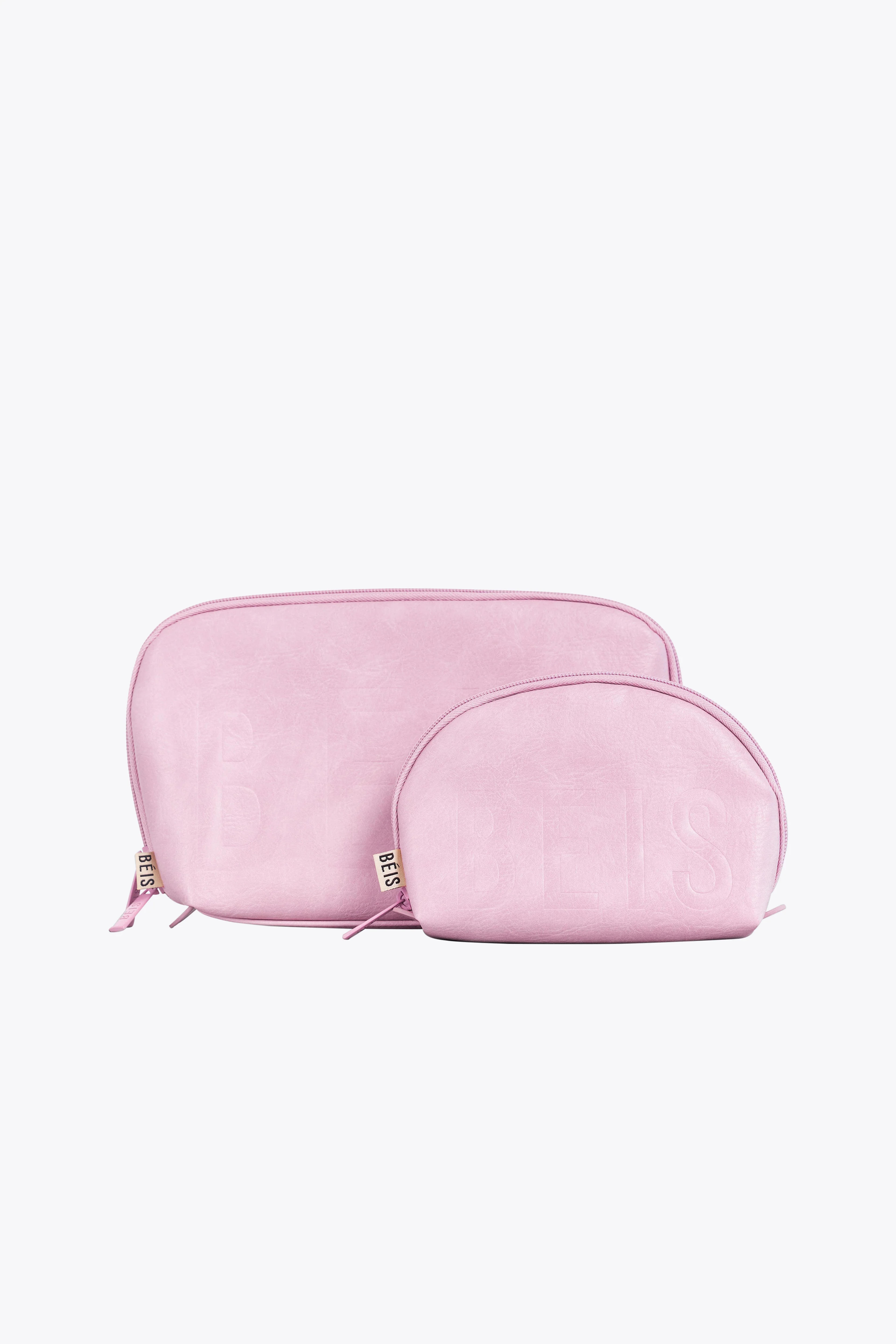 Béis 'The Cosmetic Pouch Set' in Pink - Cosmetic Travel Bag Set & Makeup Bag Set