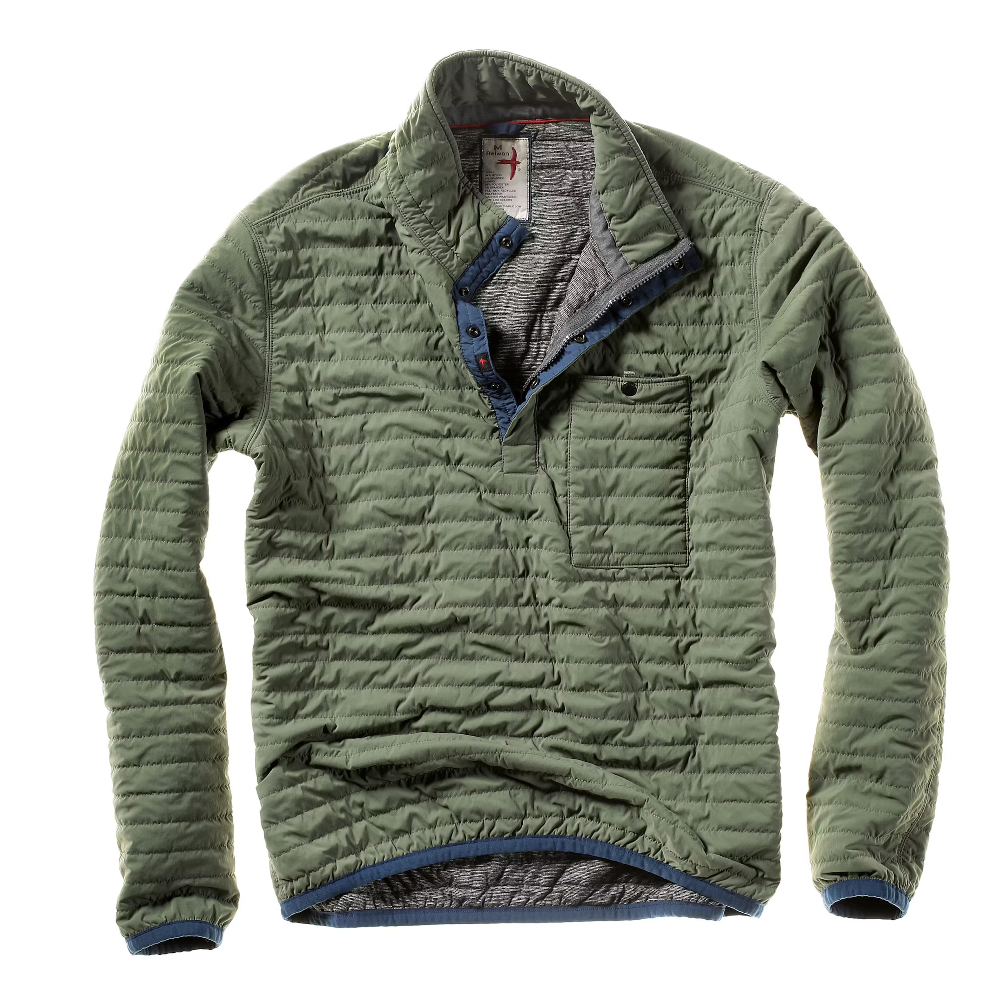 Relwen | Windzip Popover | Bright Olive | Size: L | Performance | Outerwear